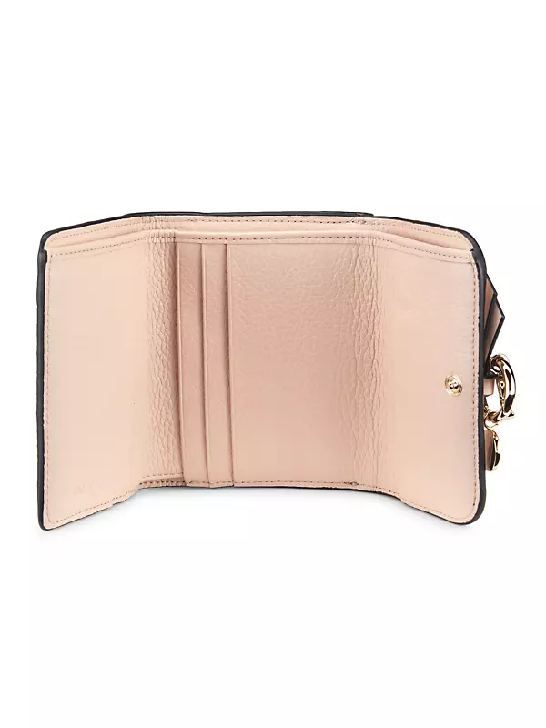 Celine Triomphe Small Flap Compact Trifold Wallet Tan Leather Free