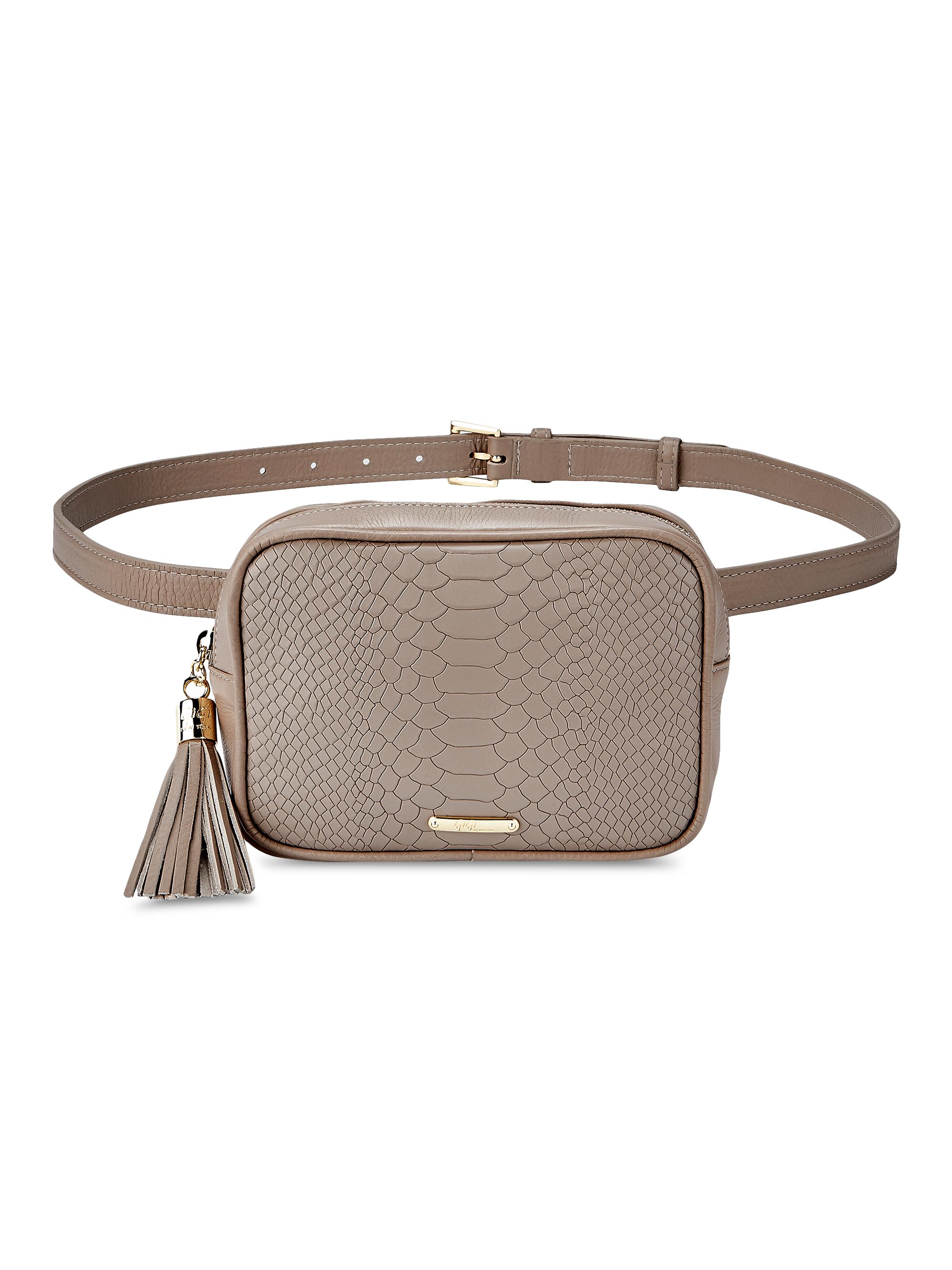 GiGi New York Women's Kylie Snake-Embossed Leather Belt Bag - Stone