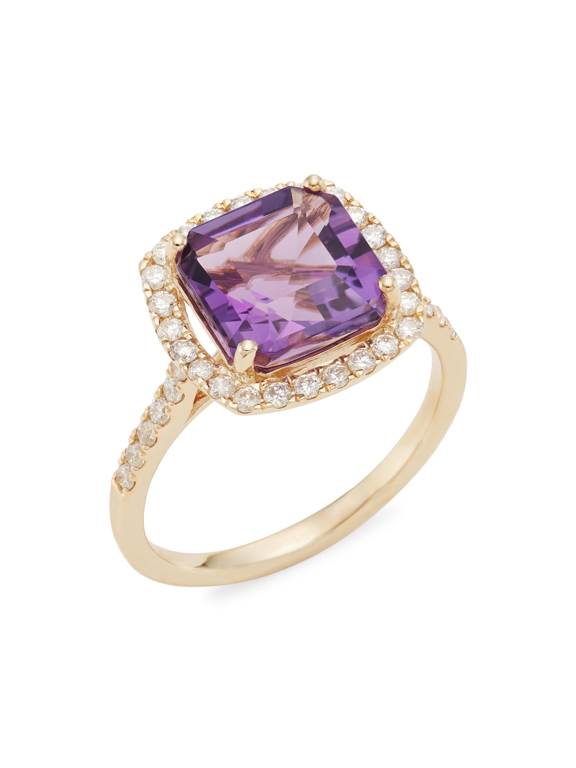 Saks Fifth Avenue Collection Women's 14K Gold, Diamond & Amethyst Ring - Gold