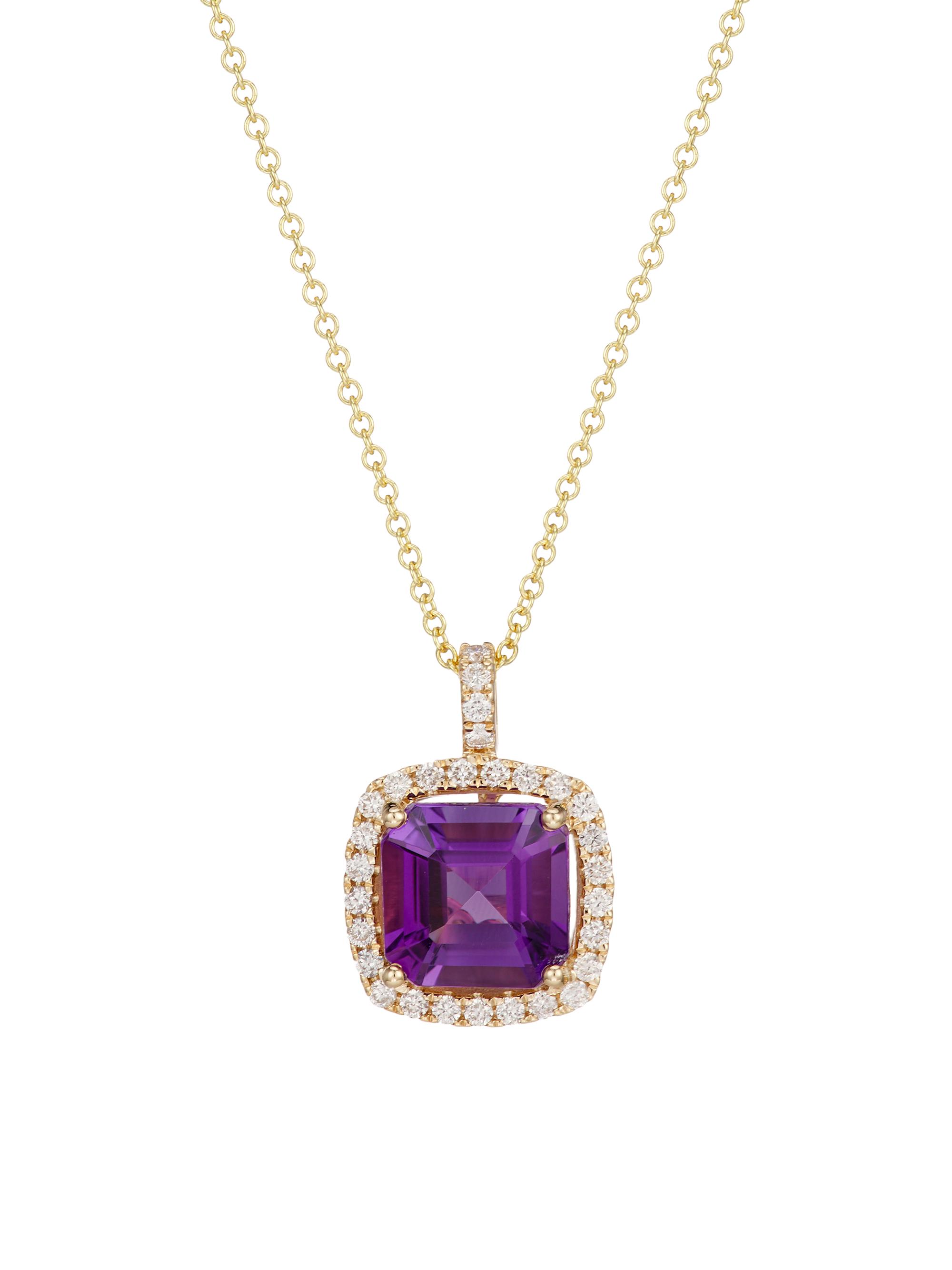 Saks Fifth Avenue Collection Women's 14K Yellow Gold, 0.35 TCW Diamond & Amethyst Pendant Necklace - Yellow Gold