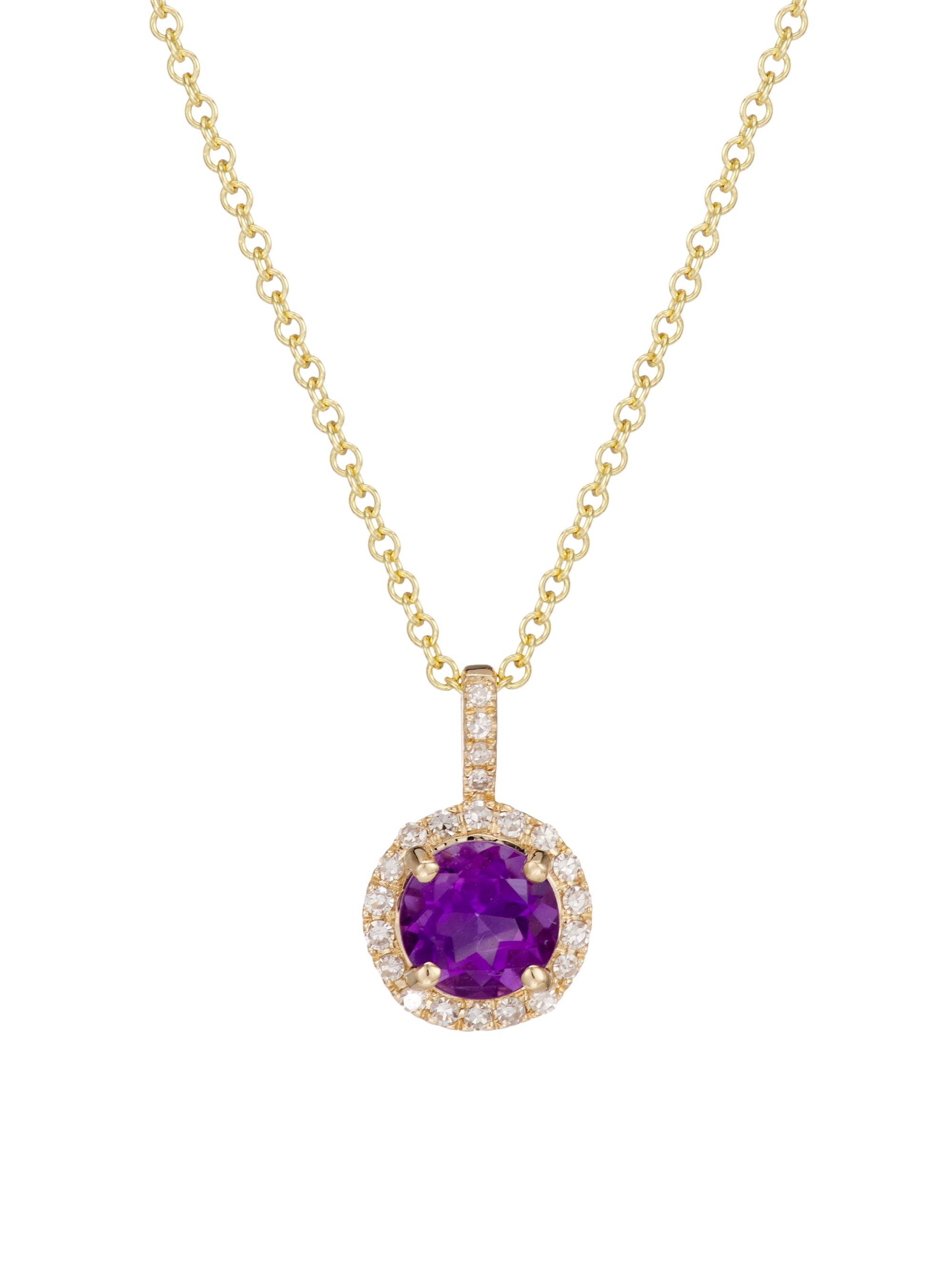 Saks Fifth Avenue Collection Women's 14K Yellow Gold, 0.10 TCW Diamond & Amethyst Pendant Necklace - Yellow Gold