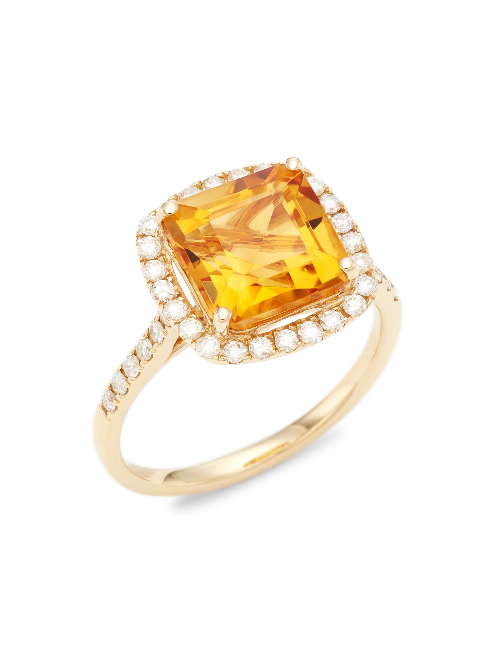 Saks Fifth Avenue Collection Women's 14K Gold, Diamond & Citrine Ring - Gold