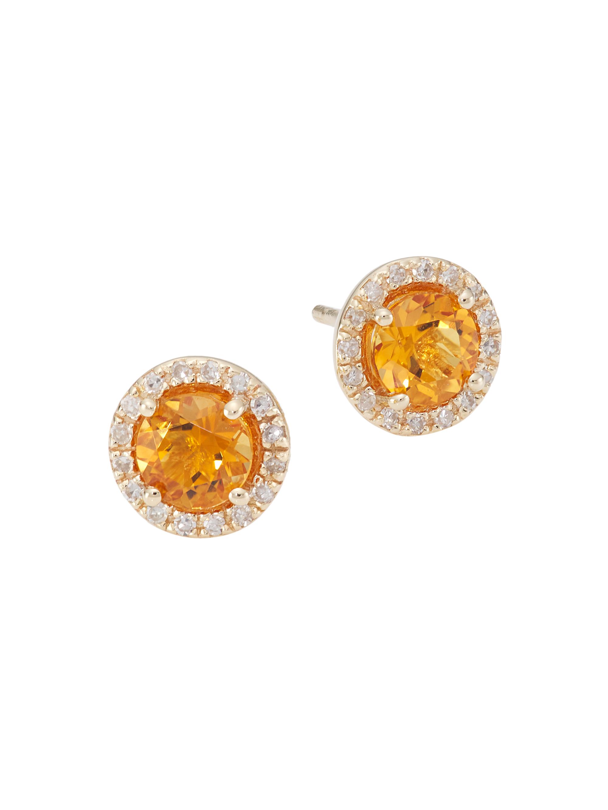 Saks Fifth Avenue Collection Women's 14K Gold, Diamond & Citrine Earrings - Gold