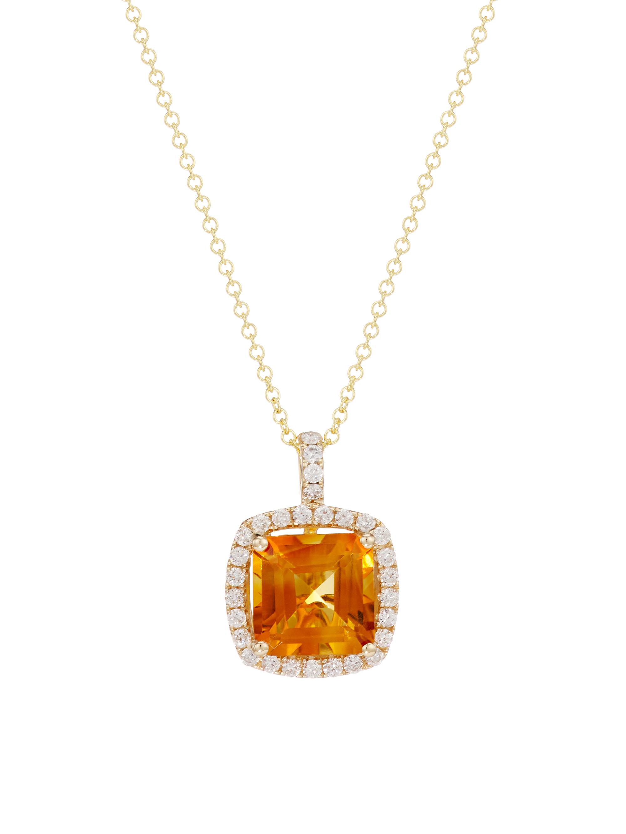 Saks Fifth Avenue Collection Women's 14K Yellow Gold, 0.35 TCW Diamond & Citrine Pendant Necklace - Yellow Gold