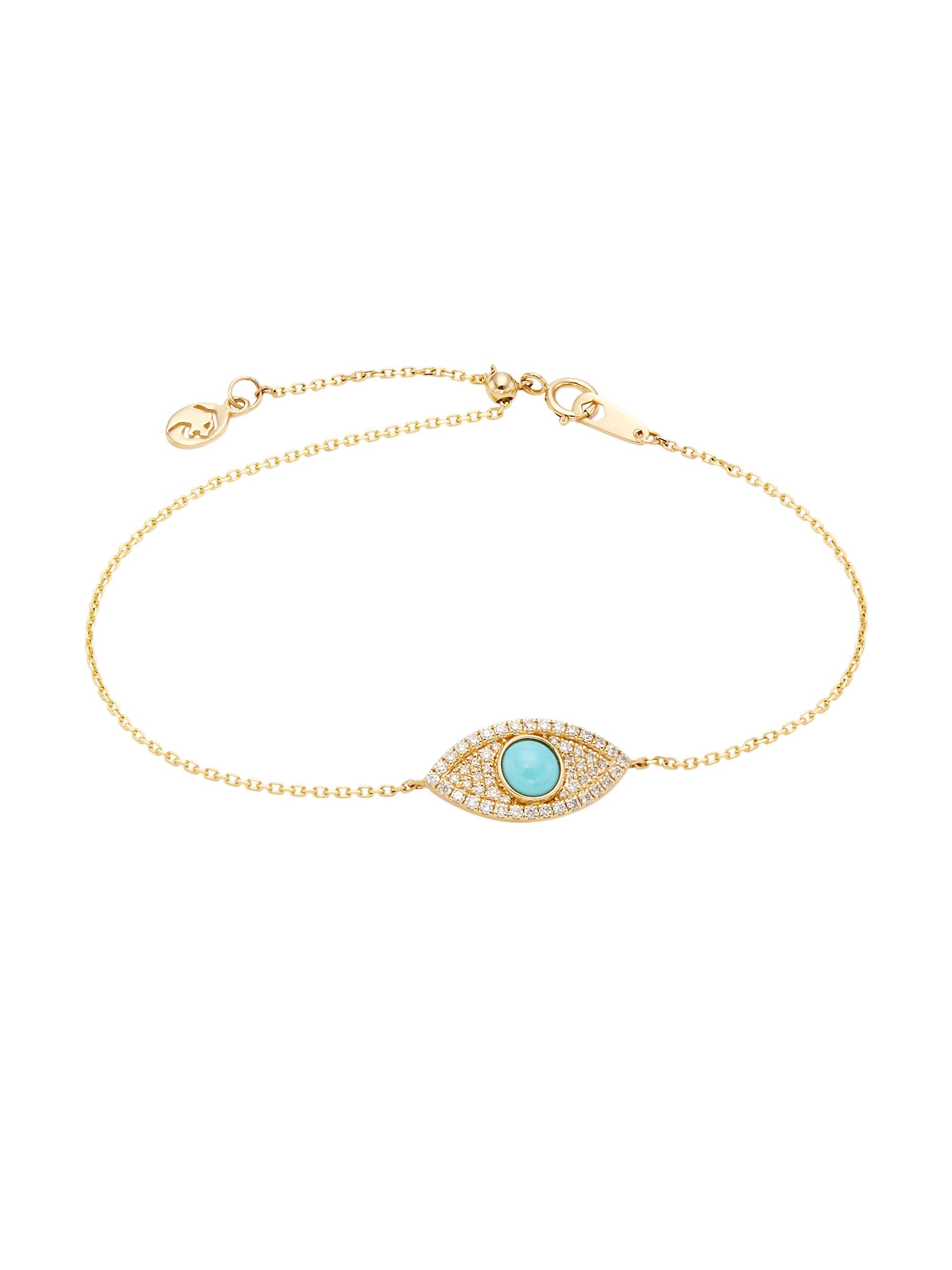 Saks Fifth Avenue Collection Women's 14K Yellow Gold, Diamond & Turquoise Evil Eye Charm Bracelet - Yellow Gold