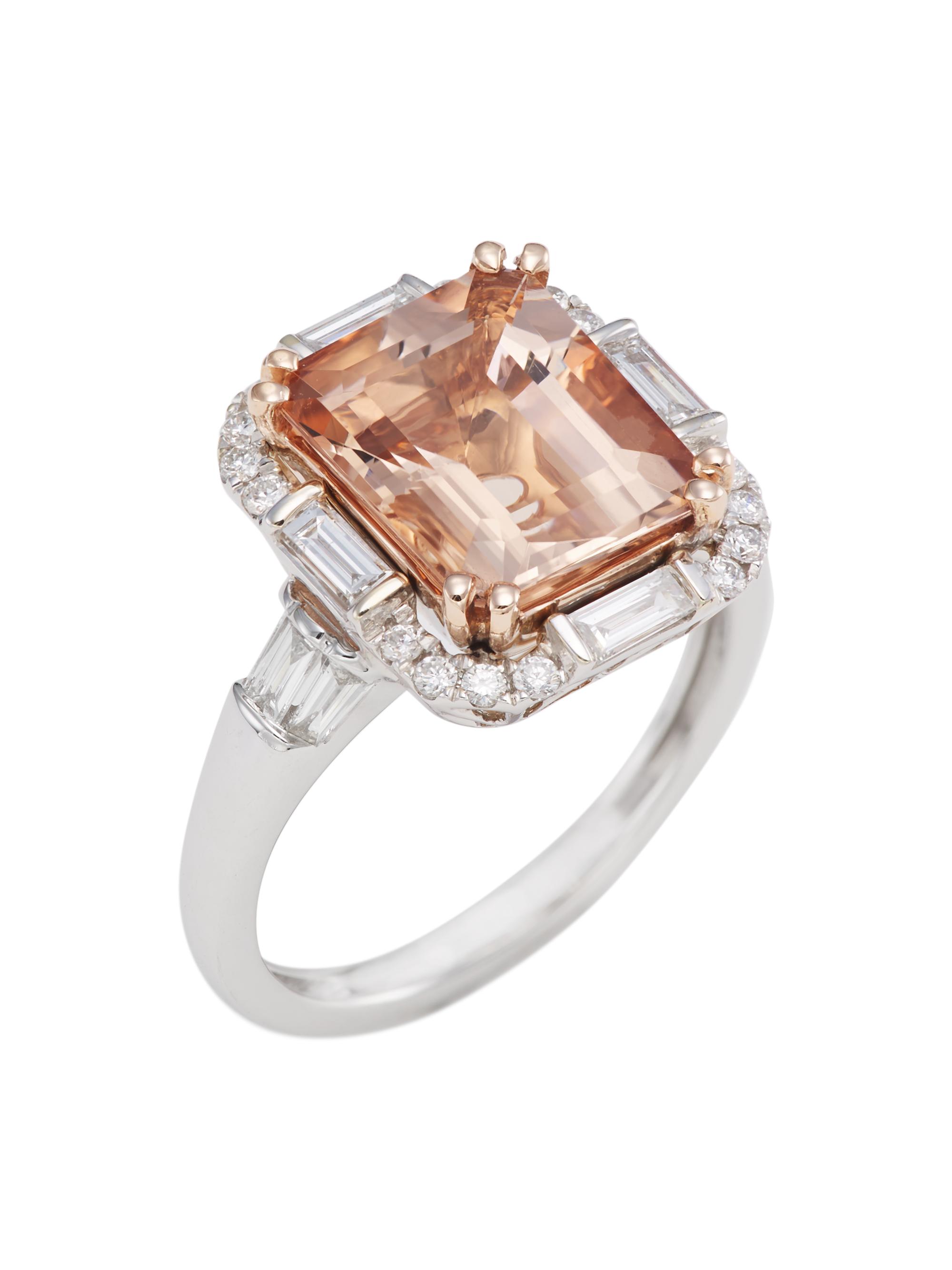 Saks Fifth Avenue Collection Women's Two-Tone 14K Gold, Morganite & Diamond Ring - White Gold