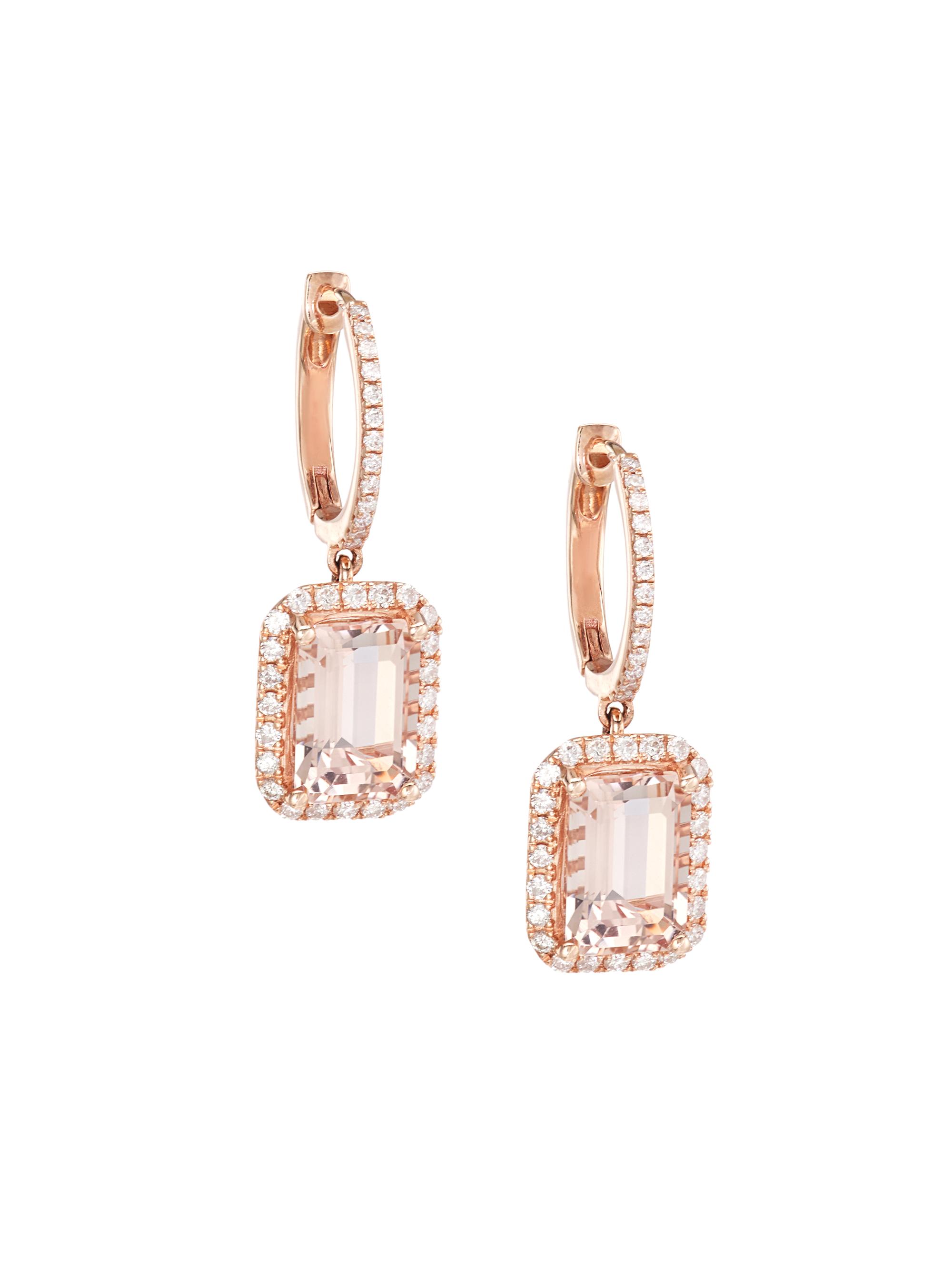 Saks Fifth Avenue Collection Women's 14K Rose Gold, Morganite & Diamond Drop Earrings - Rose Gold