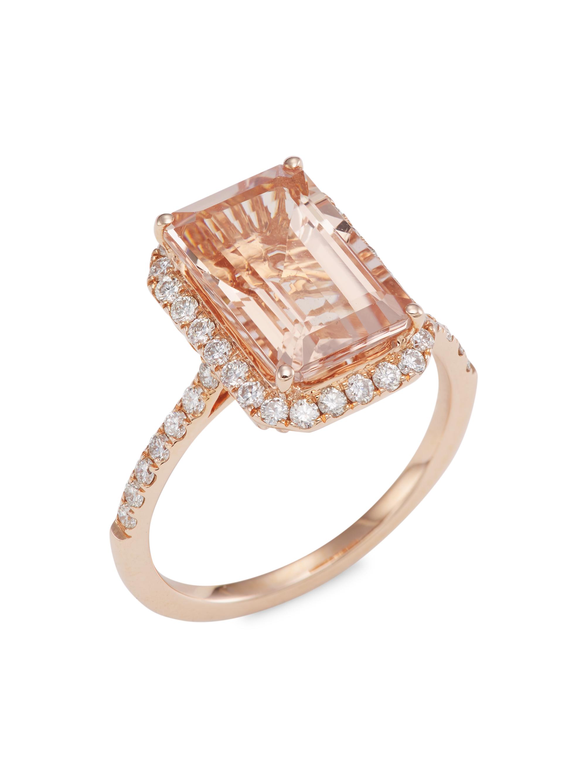 Saks Fifth Avenue Collection Women's 14K Rose Gold, Morganite & Diamond Ring - Rose Gold