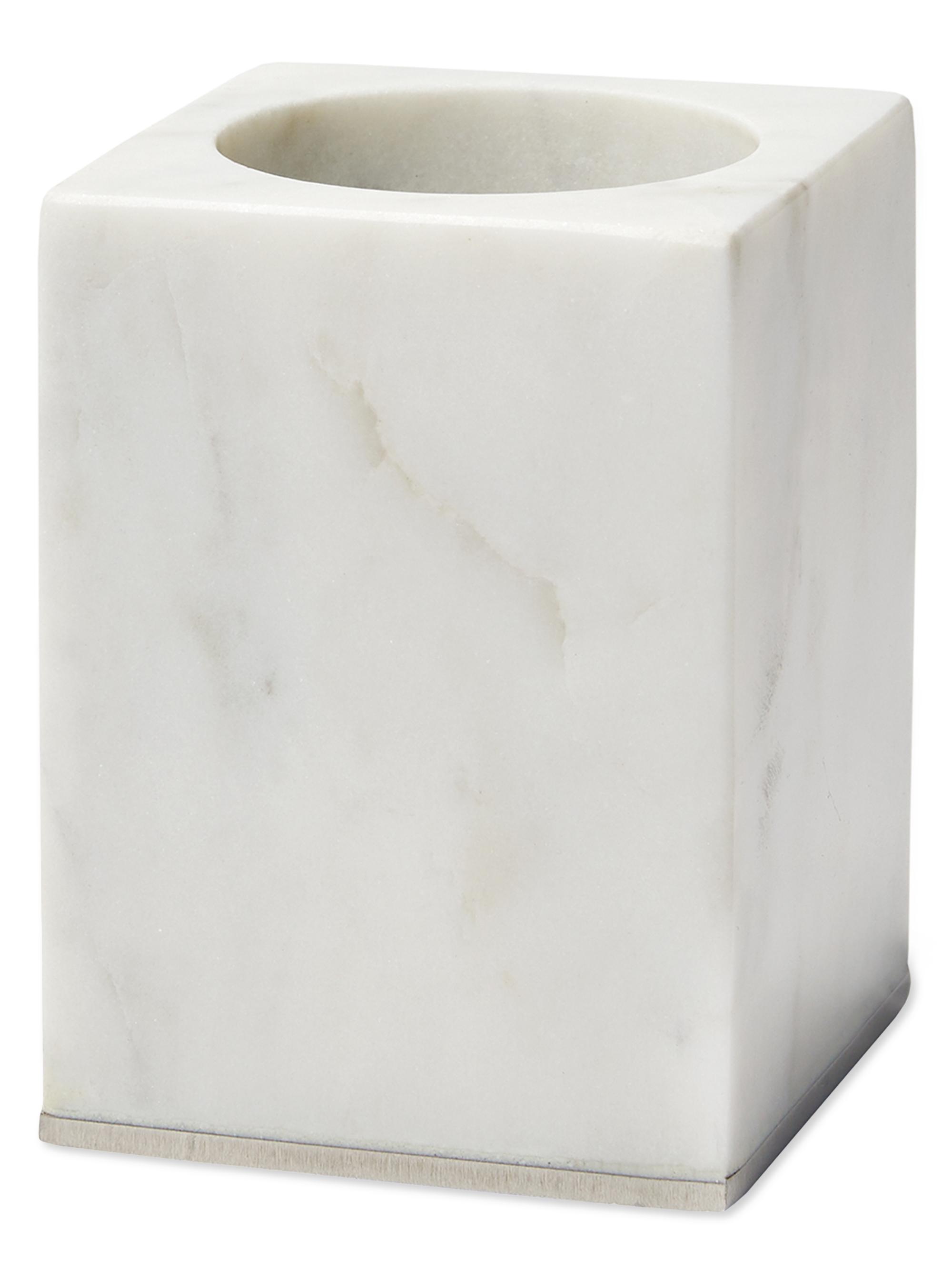 Sferra Pietra Marble Toothbrush Holder - White Silver