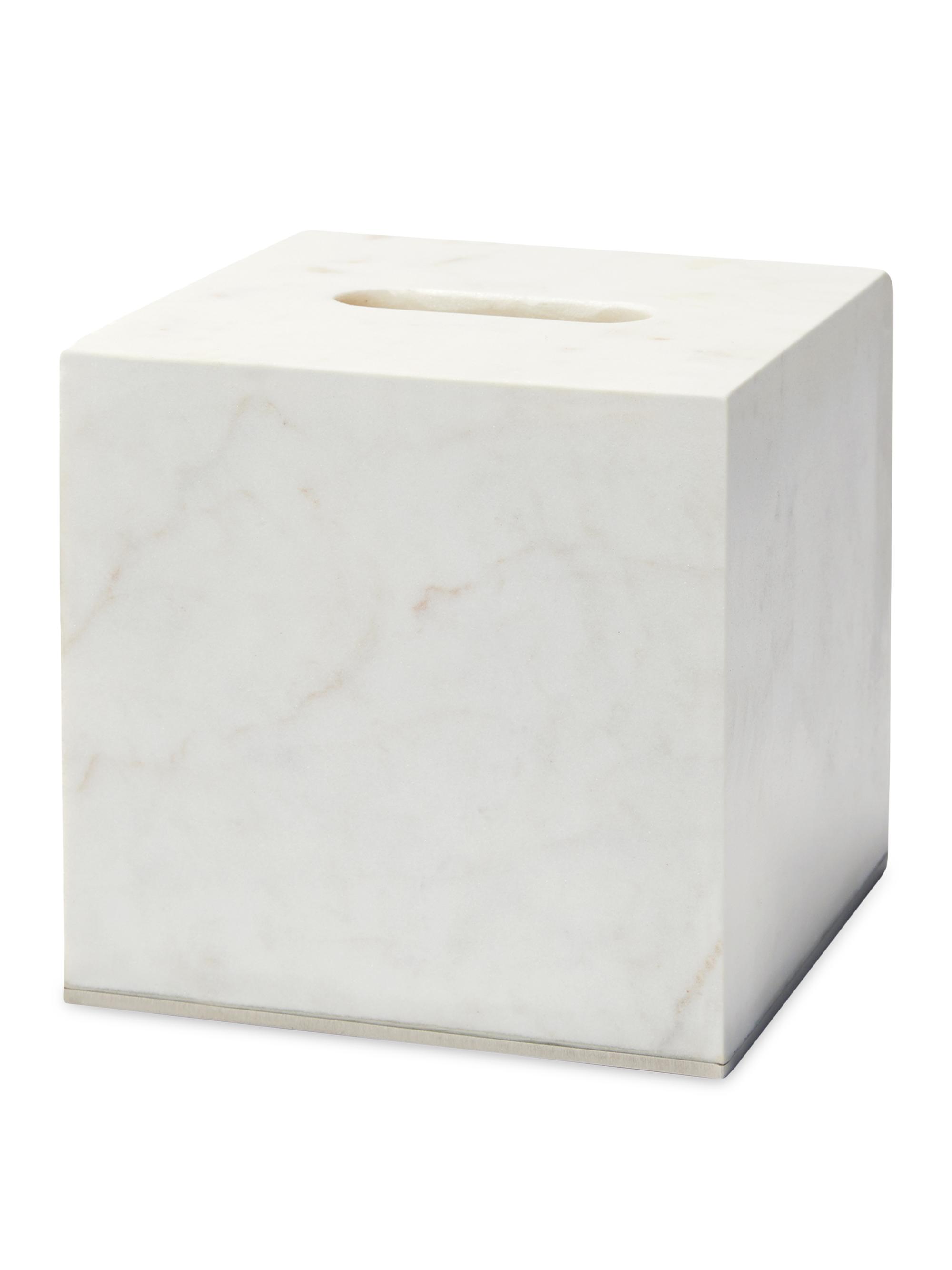 Sferra Pietra Marble Waste Basket - White Silver