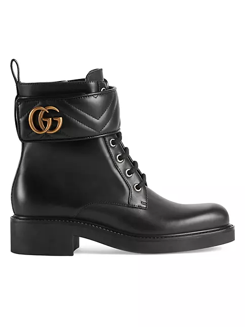 Gucci Women's Double G Leather Ankle Boots - Black - Size 6