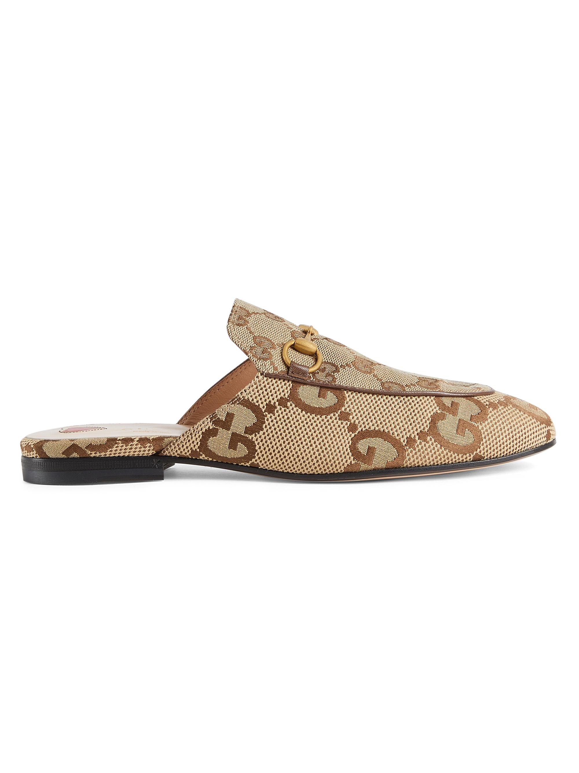 Shop Gucci Princetown Canvas Slippers Saks Fifth Avenue