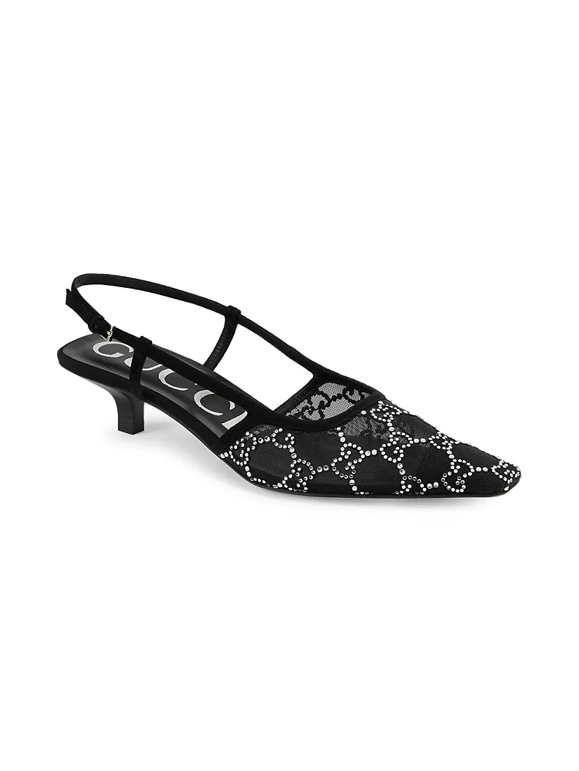 Shop Gucci Crystal-Embellished Slingback Sandals | Saks Fifth Avenue