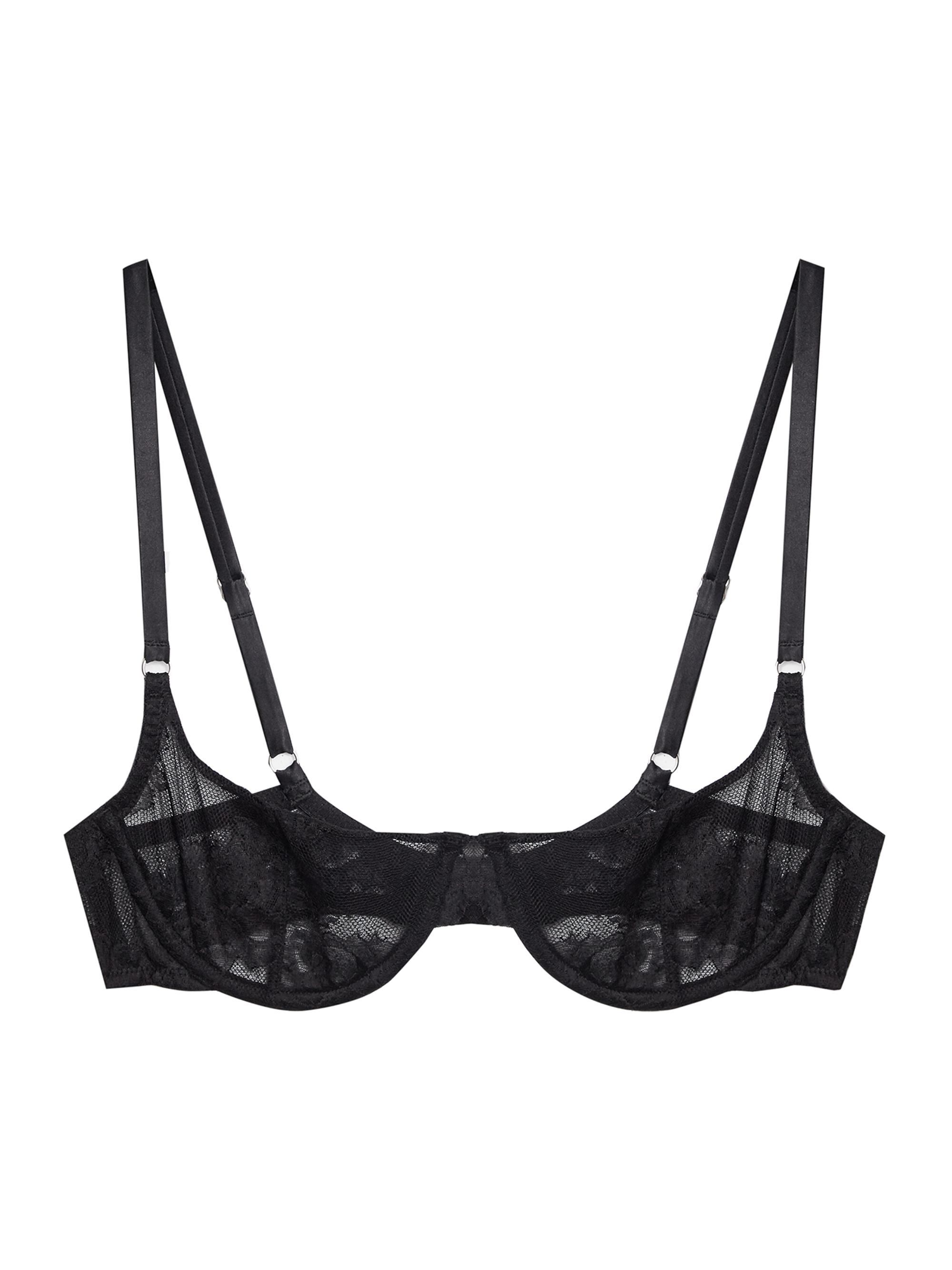 Fleur du Mal Women's Lace Balconette Bra - Black