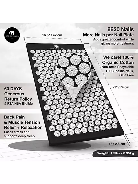 Bed of Nails Bon Mat & Pillow - Black