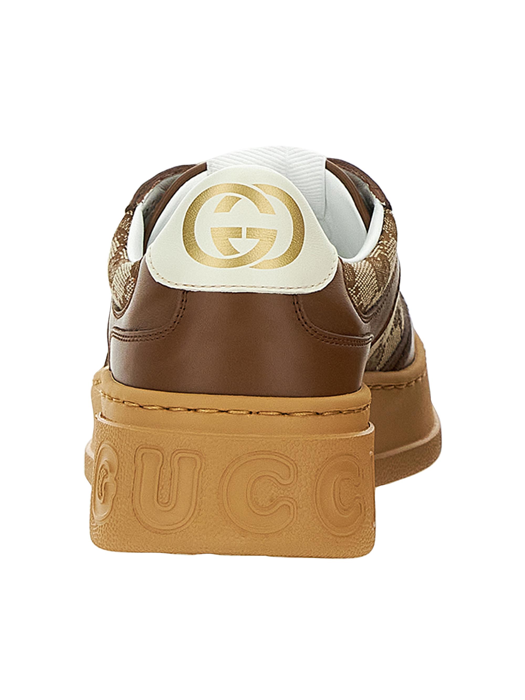 Gucci Women's GG Canvas & Leather Low-Top Sneakers - Beige - side view in Beige