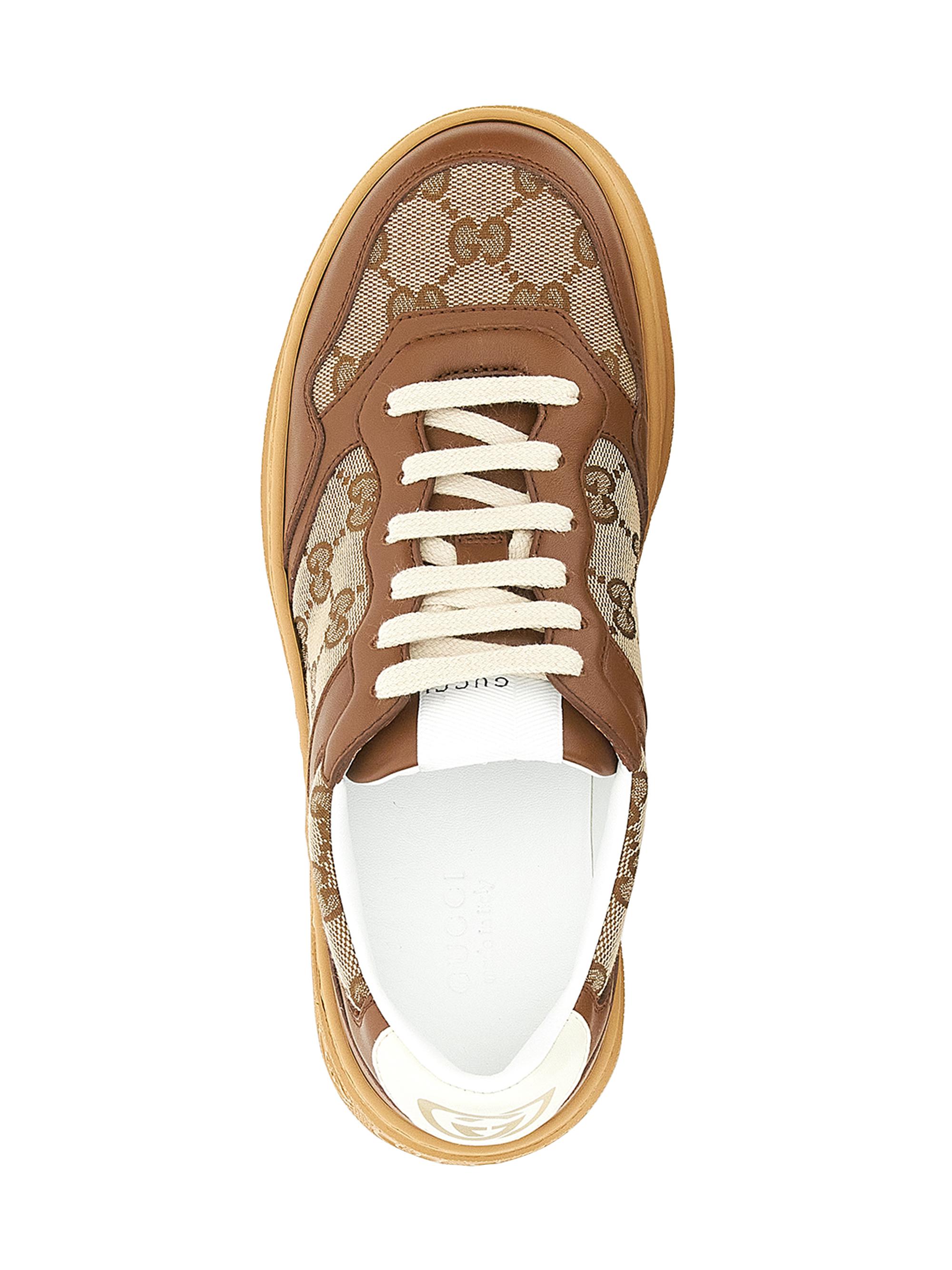 Gucci Women's GG Canvas & Leather Low-Top Sneakers - Beige - detail view in Beige