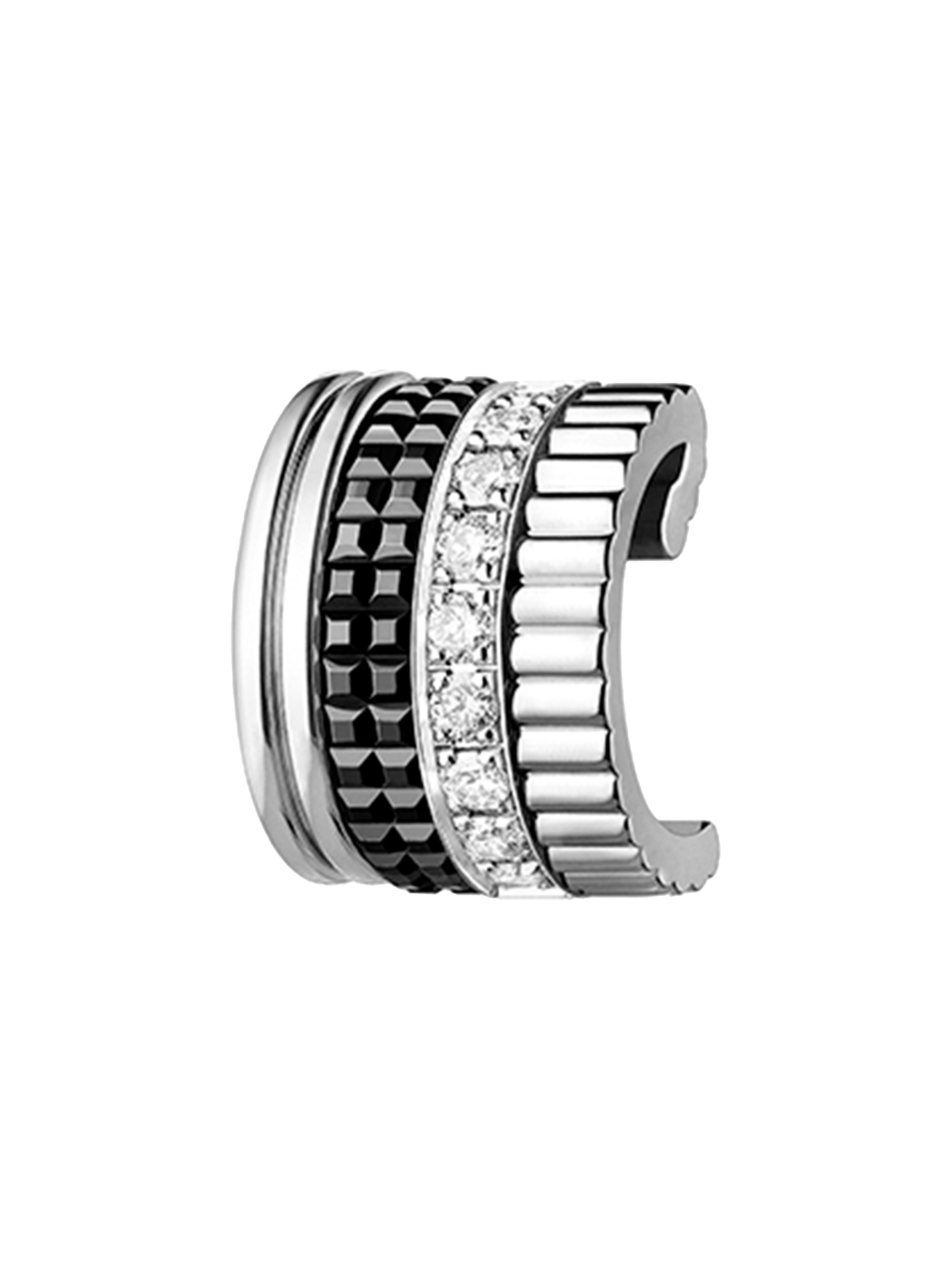 Boucheron Women's Quatre Black Edition 18K White Gold, PVD & 0.14 TCW Diamond Single Clip Earring - White Gold