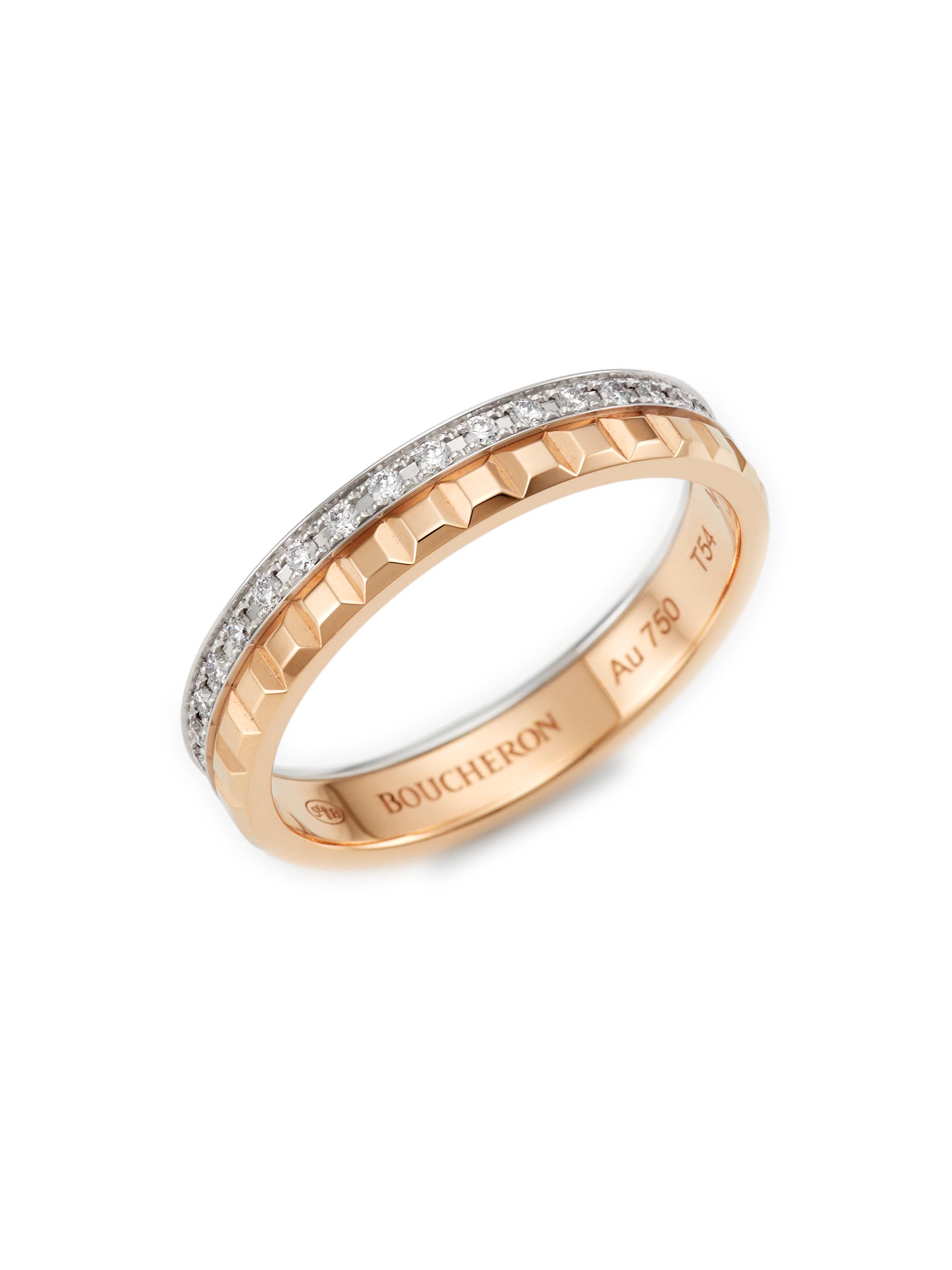 Boucheron Women's Quatre Radiant Edition Clou De Paris Two-Tone 18K Gold & 0.24 TCW Diamond Wedding Band