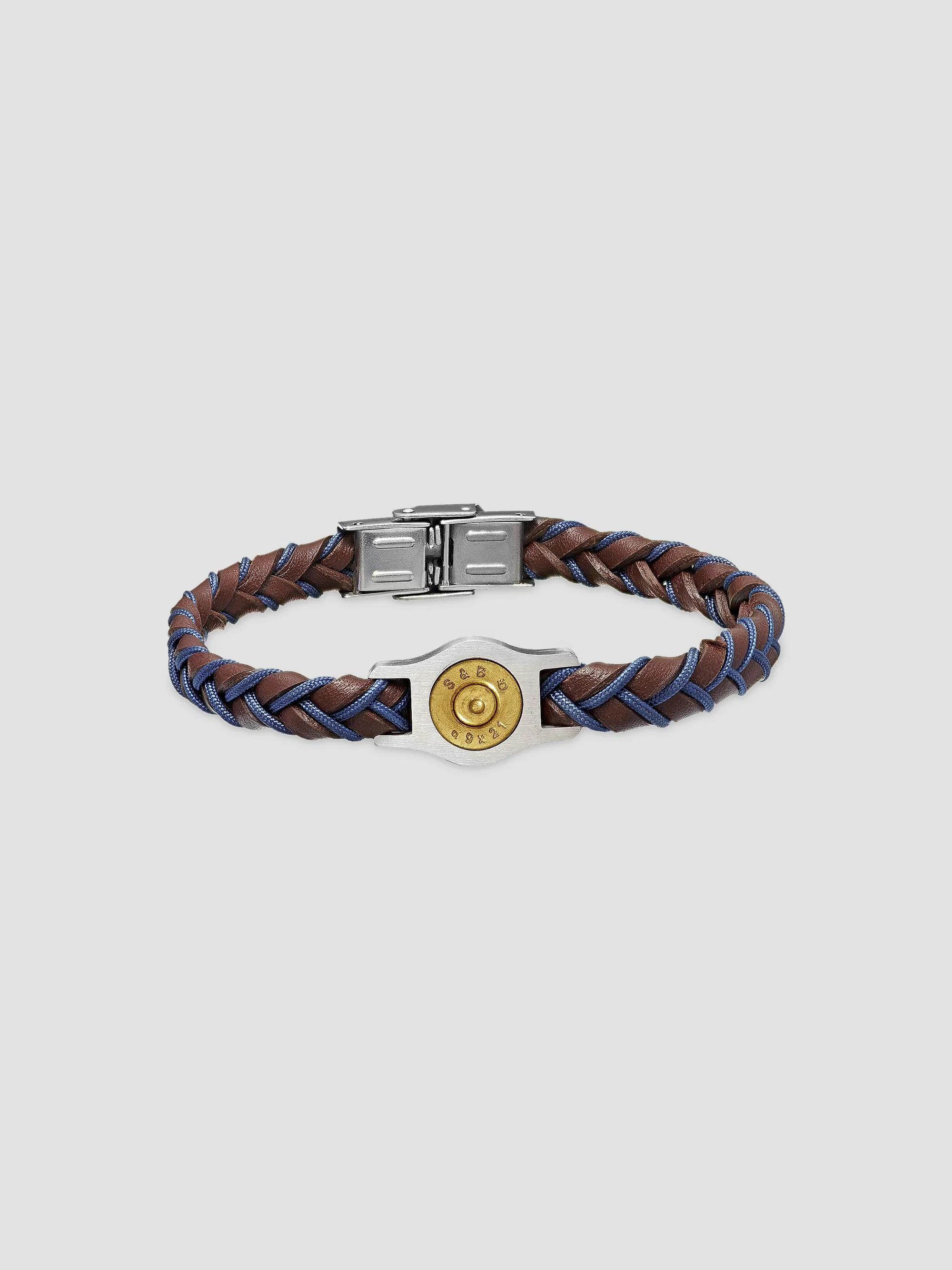 Link Up Men's Stainless Steel & Leather Braided Two-Tone Bracelet
