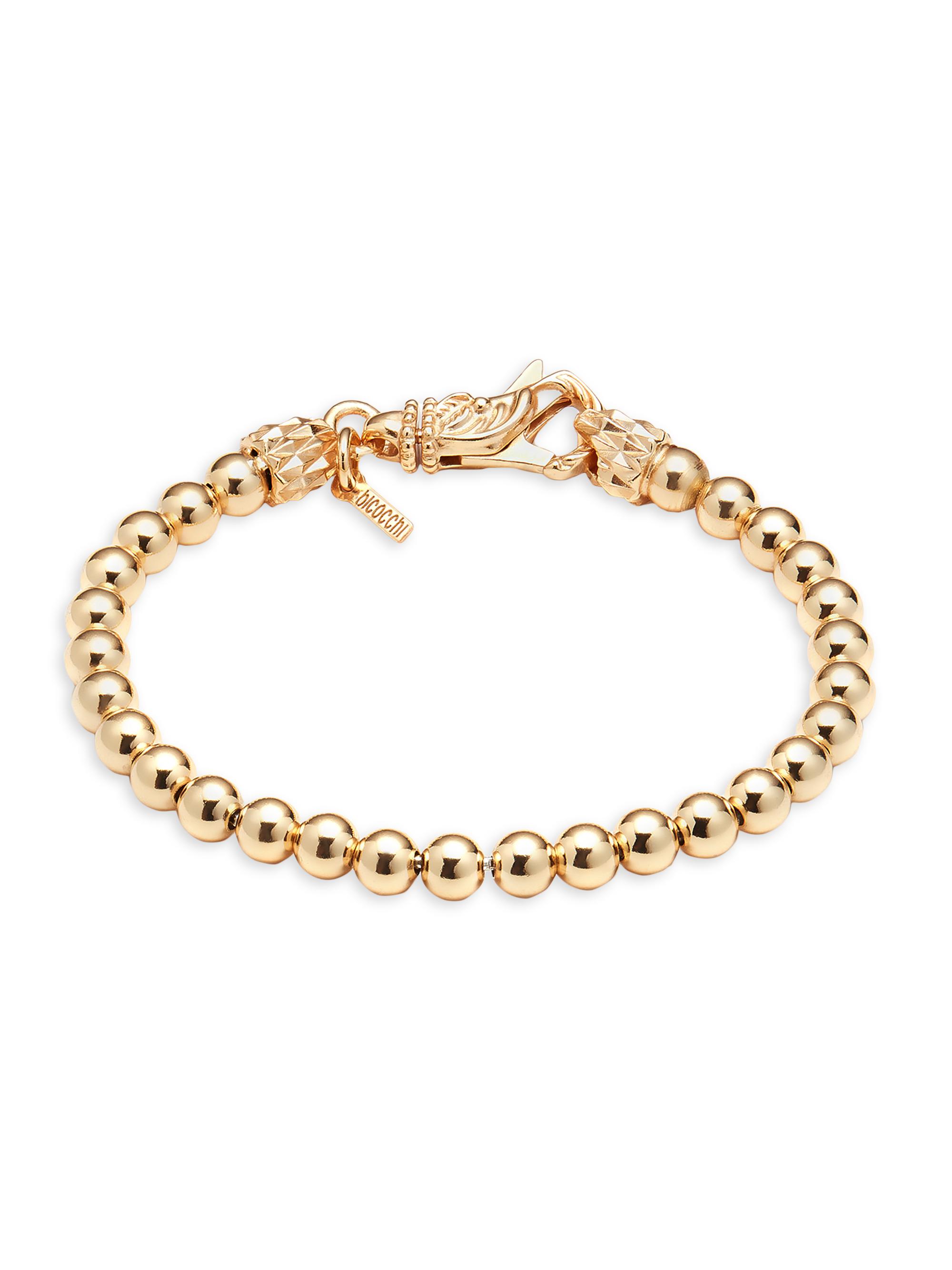 Emanuele Bicocchi Men's Unisex Gold-Plated Sterling Silver Beaded Bracelet - Gold