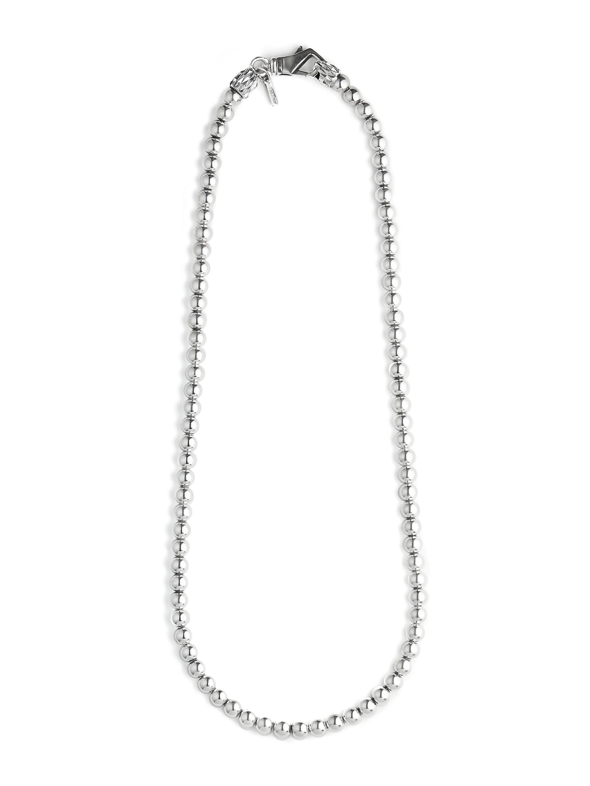 Emanuele Bicocchi Men's Unisex Sterling Silver Beaded Necklace - Silver