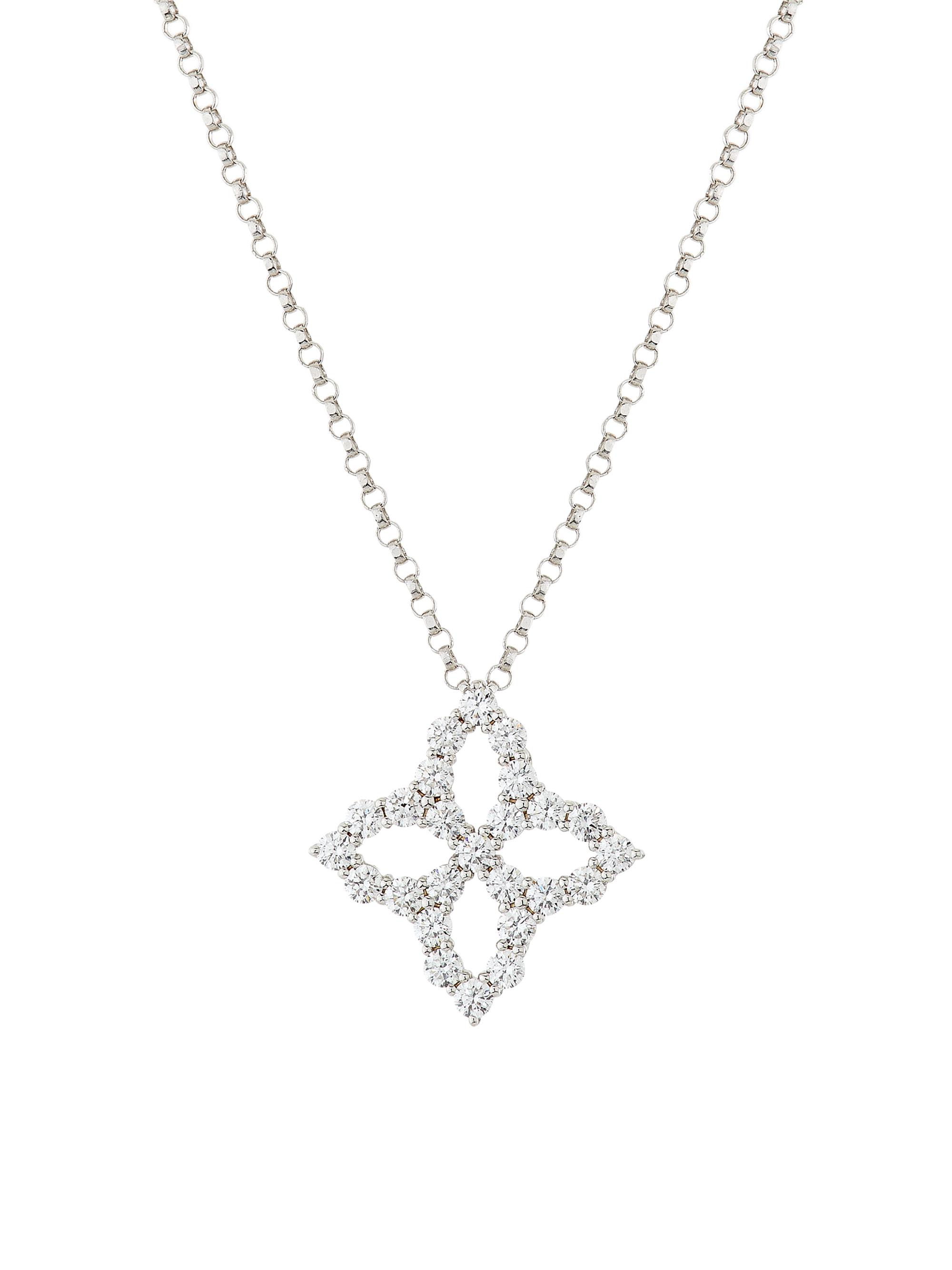 Roberto Coin Women's Diamond Princess 18K White Gold & 0.50 TCW Diamond Necklace - White Gold