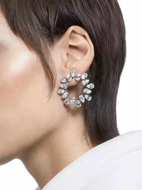 Swarovski Millenia stud earrings, Pear cut, White, Rhodium plated by  SWAROVSKI
