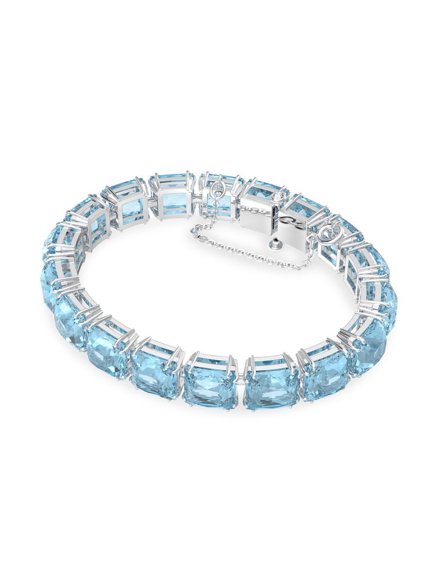 Swarovski Millenia Swarovski Crystal Blue Square-Cut Rhodium-Plated ...