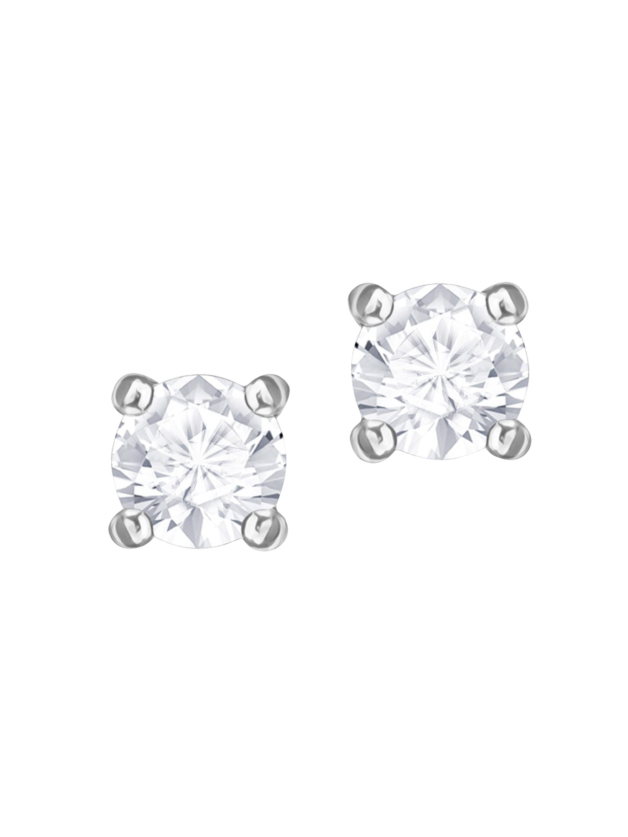 Swarovski Women's Stilla  Round Cubic Zirconia Rhodium-Plated Stud Earrings - Crystal