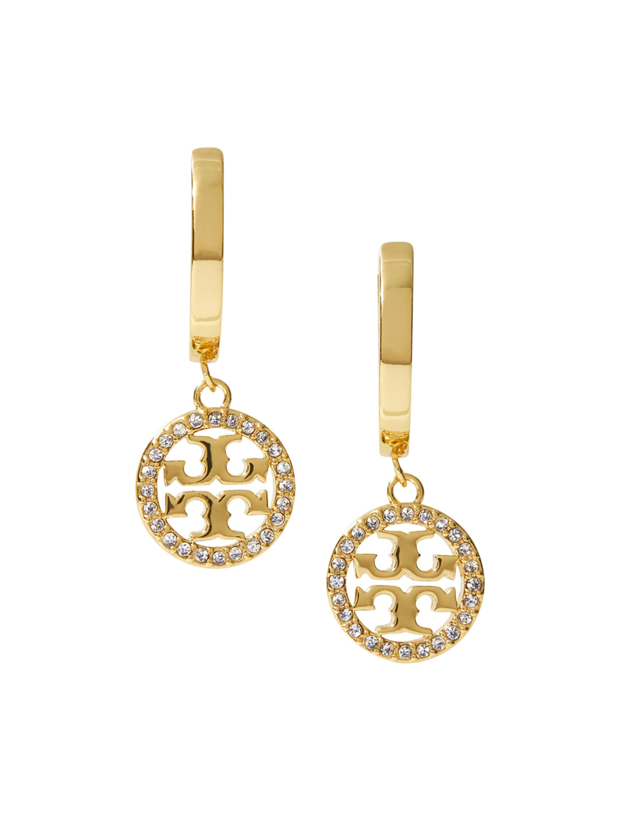 Tory Burch Women's Miller Goldtone & Pave Crystal Hoop Earrings - Tory Gold Crystal