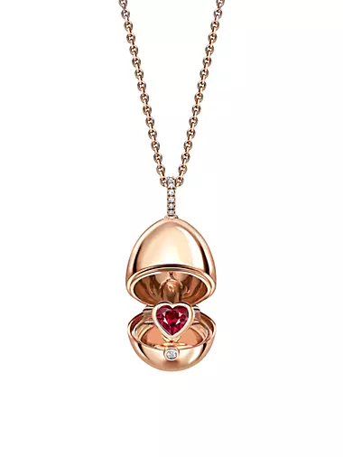 Fabergé Essence 18K Rose Gold, Ruby & Diamond Heart Surprise Locket