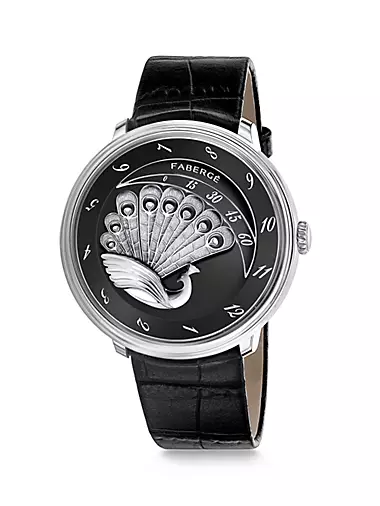 Compliquée Peacock 18K White Gold & Black Mother-Of-Pearl Watch