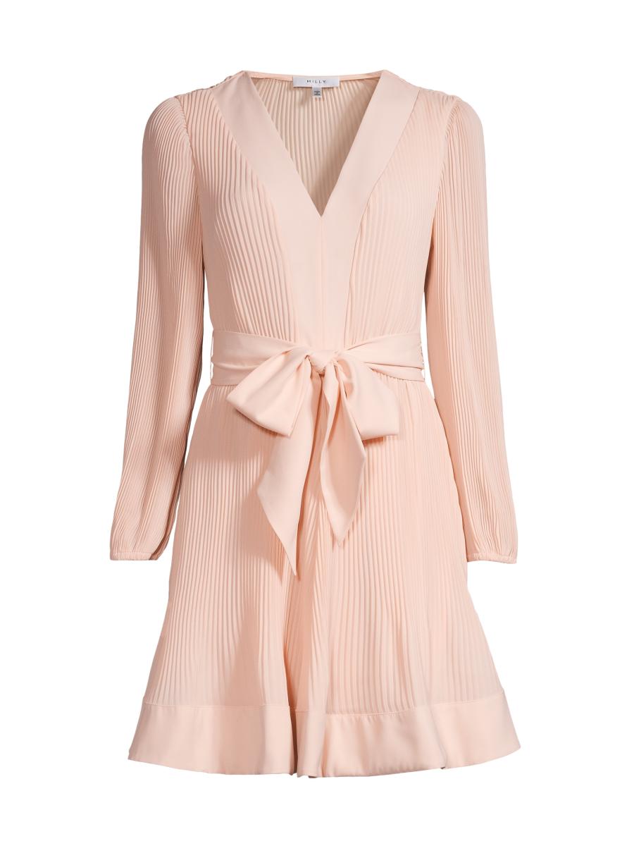 milly liv pleated belted mini dress Milly Liv Pleated Belted Minidress
