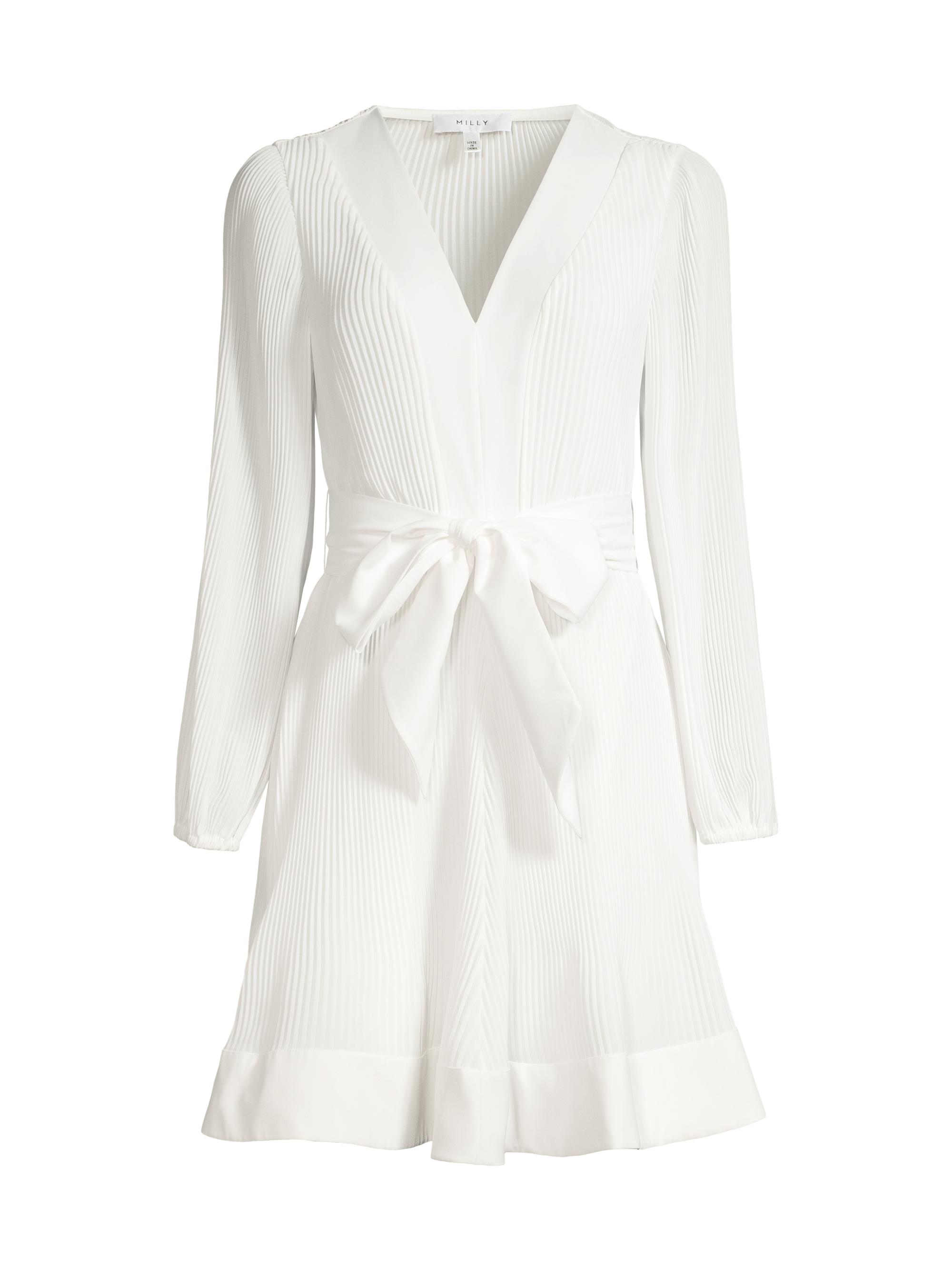 Milly Women's Liv Pleated Belted Minidress - White