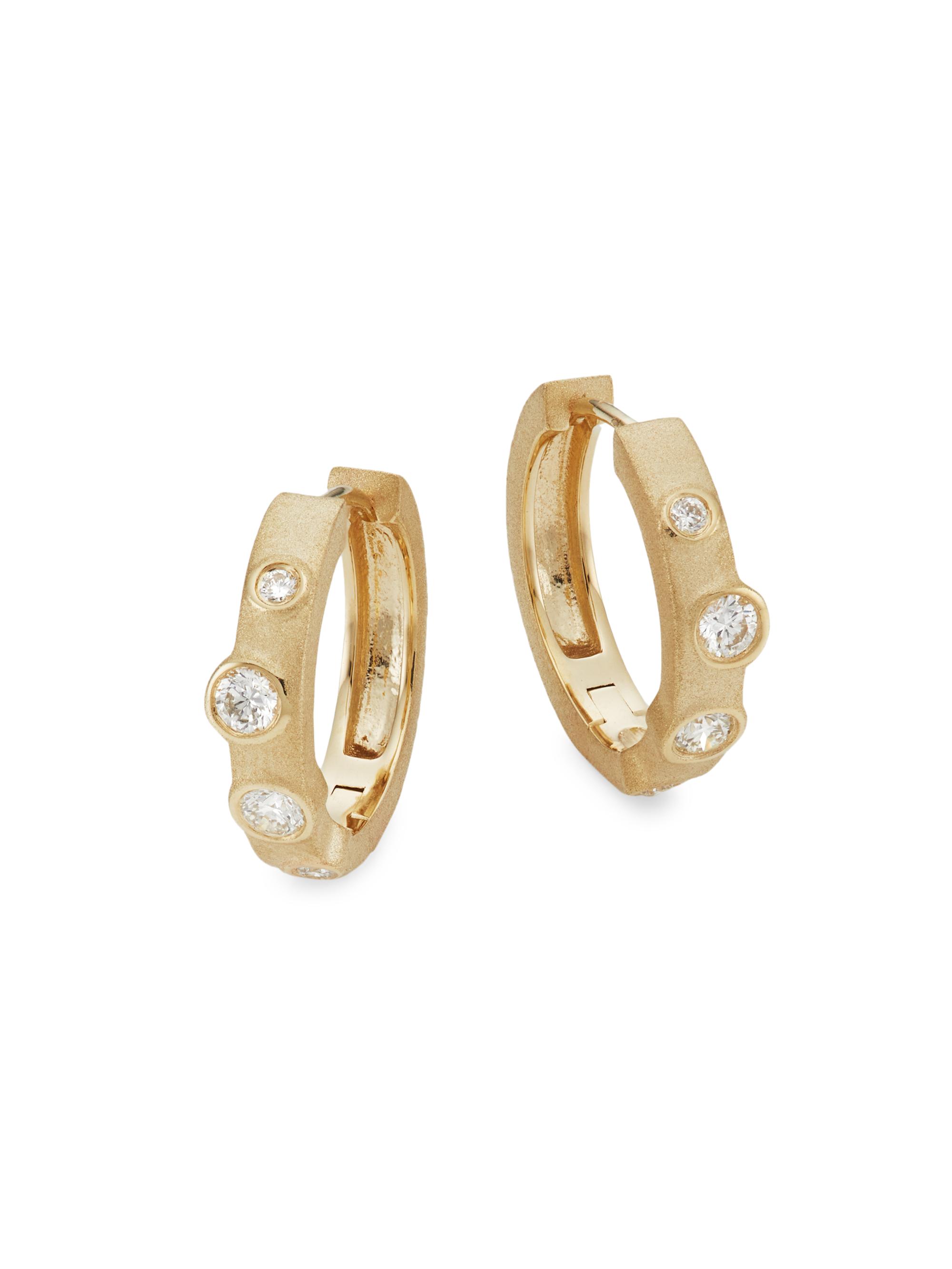 Sydney Evan Women's 14K Gold & Bezel Diamonds Anniversary Huggies