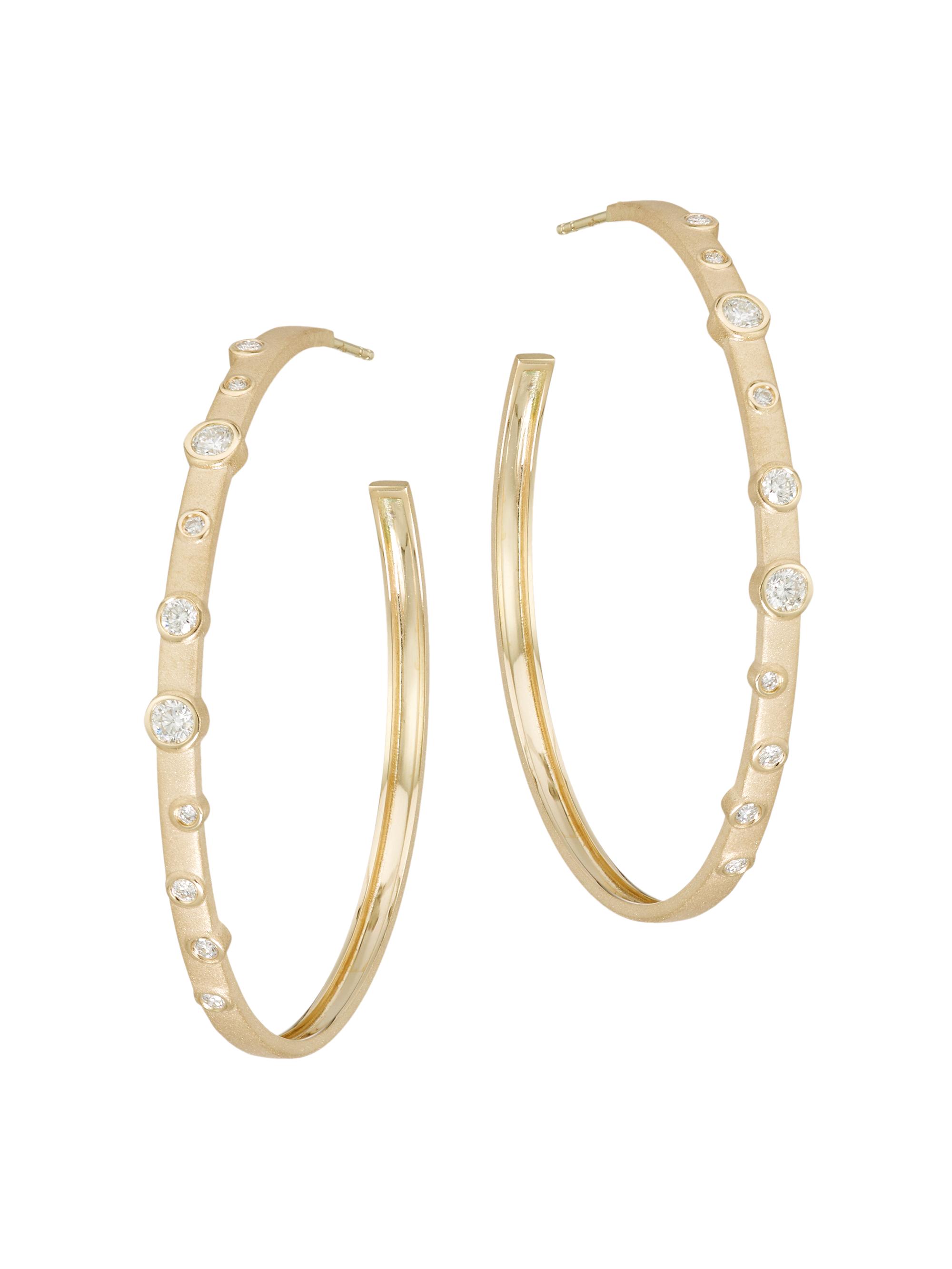 Sydney Evan Women's  14K Gold & Bezel Diamond Anniversary Hoops