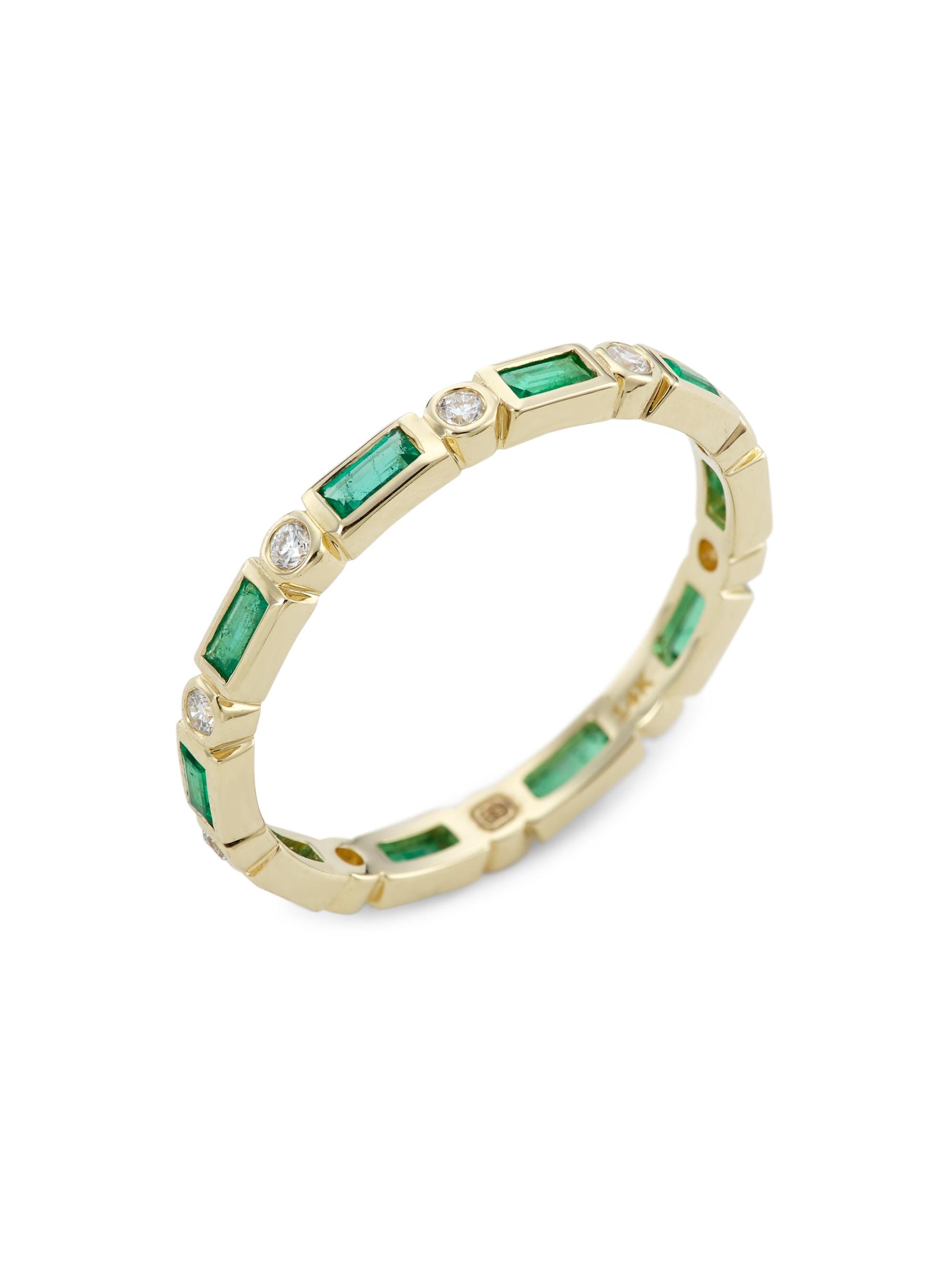 Sydney Evan Women's 14K Yellow Gold, Emerald, & Diamond Eternity Ring