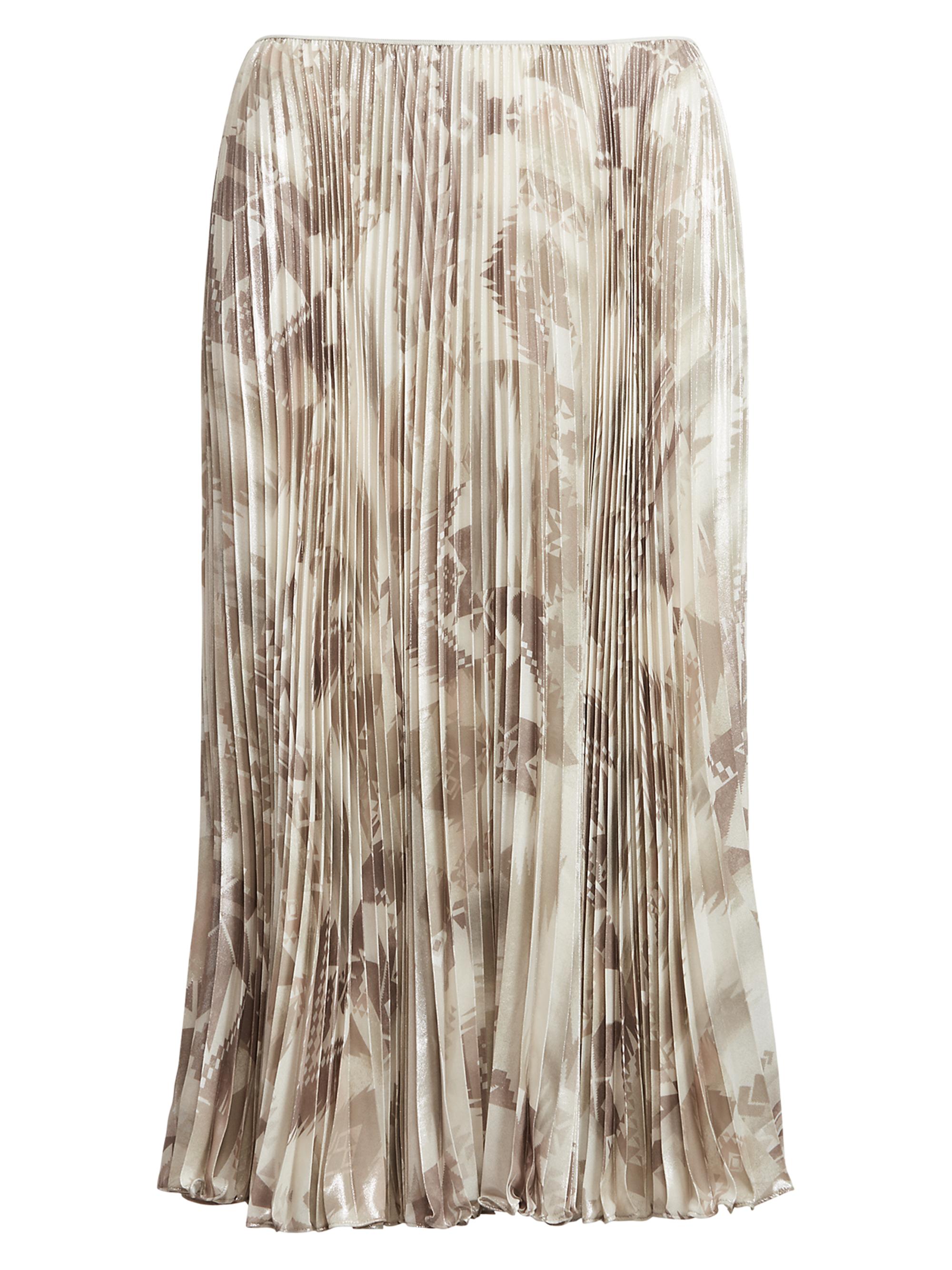 Polo Ralph Lauren Women's Pleated Printed Midi Skirt - Patchwork Cream Multi
