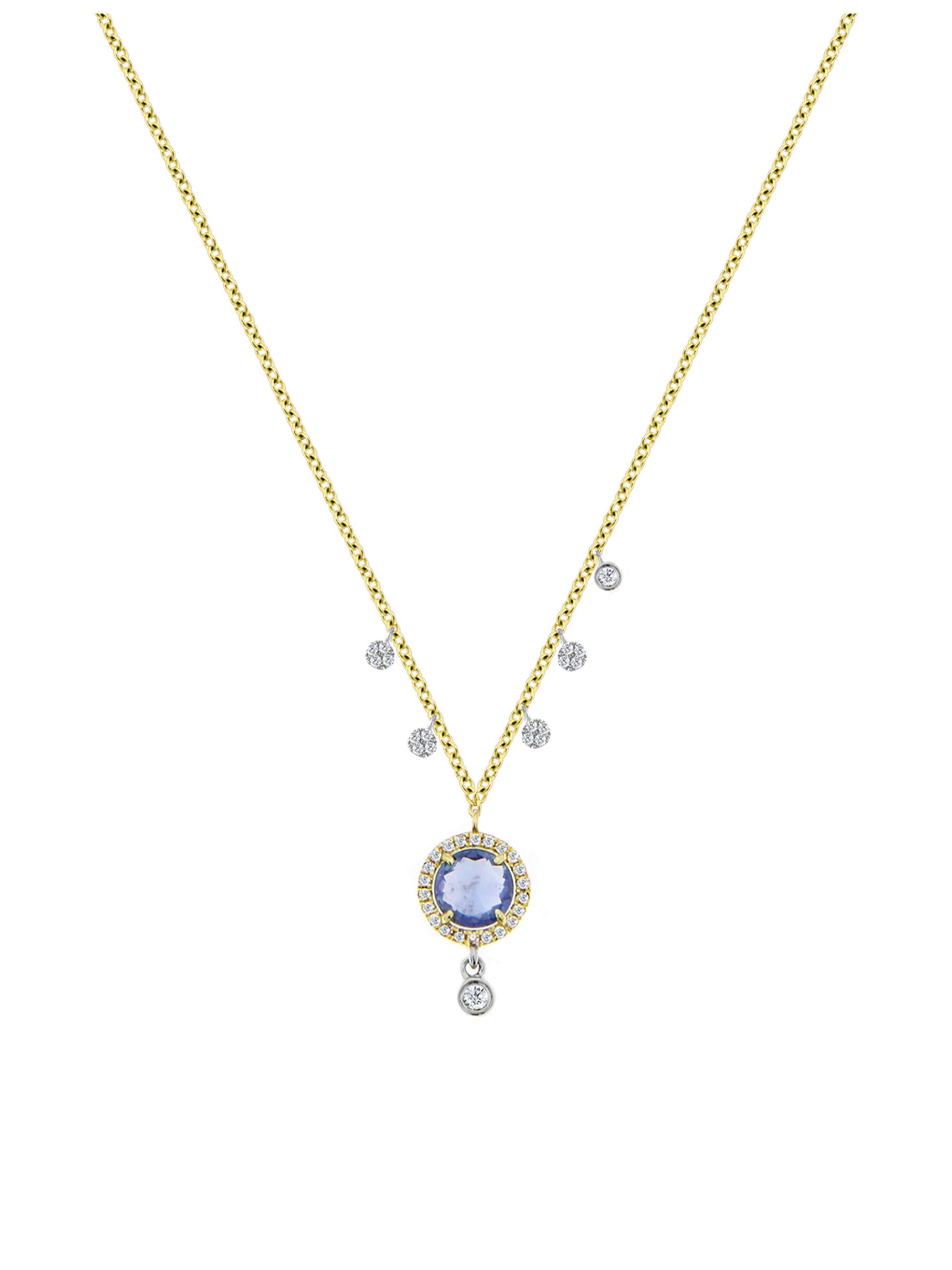 Meira T Women's Blue Sapphire Diamond Necklace In Yellow Gold - Yellow Gold