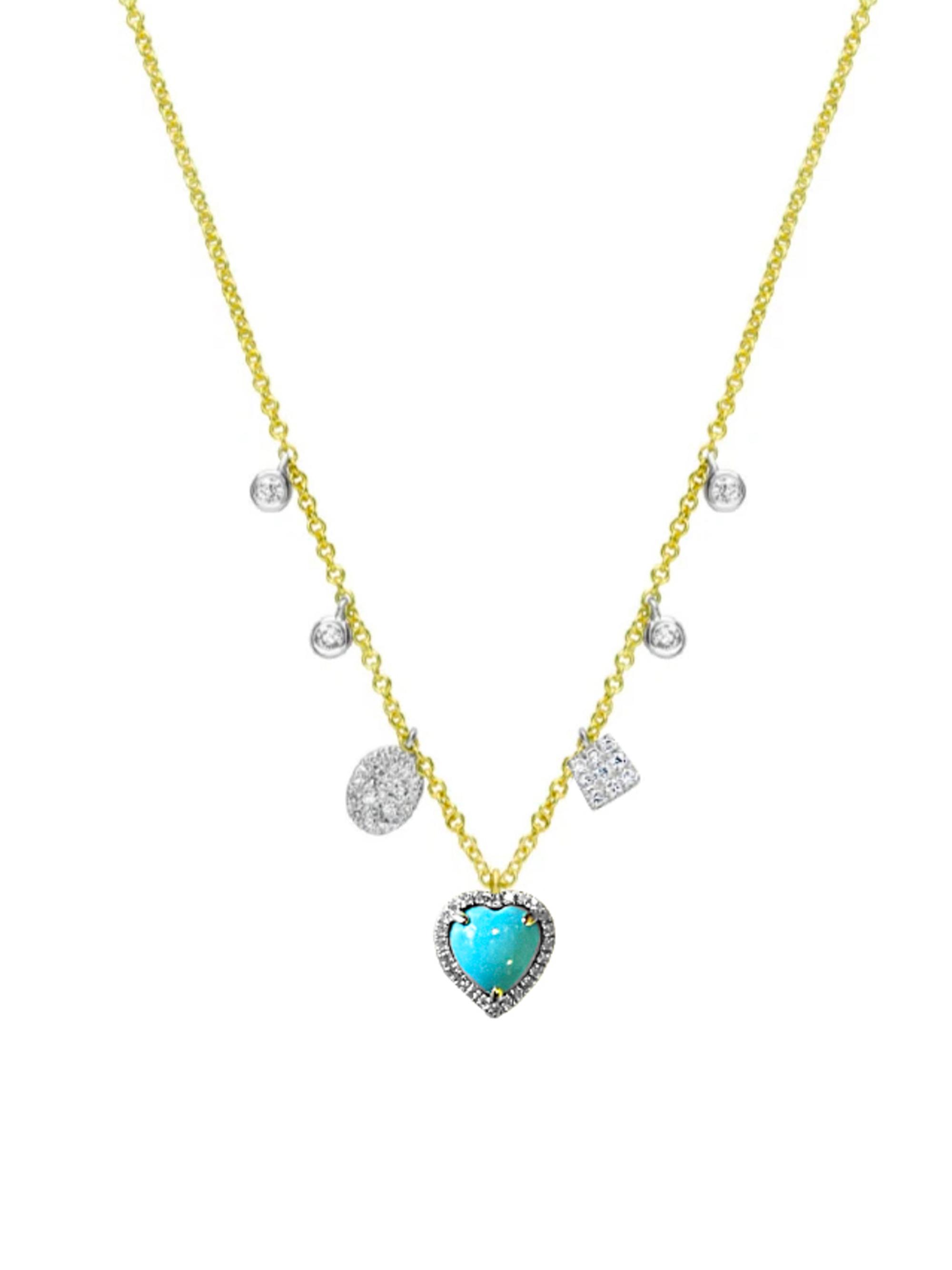 Meira T Women's 14K Gold, Diamond & Turquoise Heart Necklace - Yellow Gold