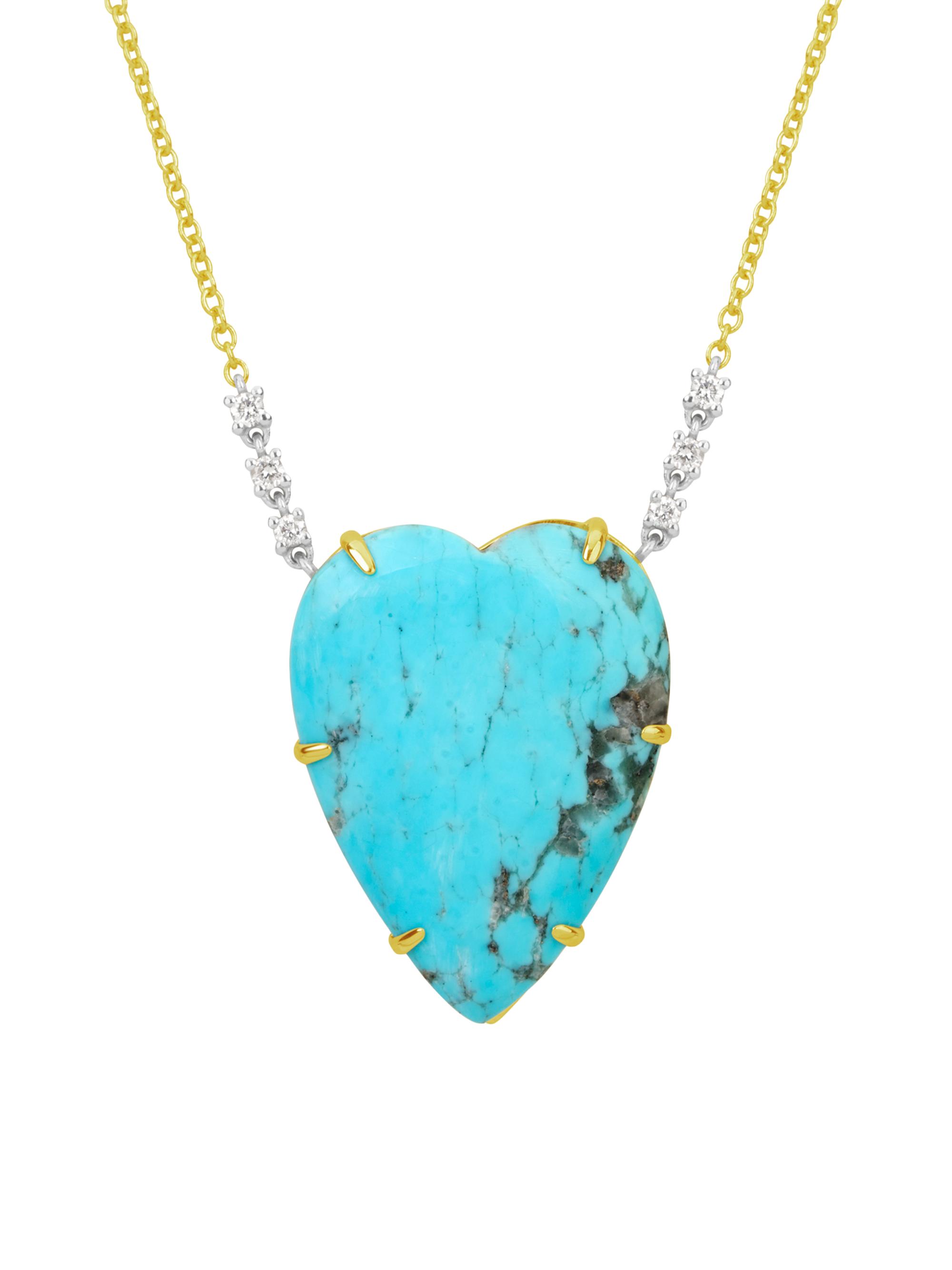 Meira T Women's 14K Gold, Diamond & Turquoise Heart Necklace - Gold