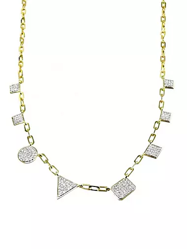14K Gold & Diamond Geometric Paperclip Necklace