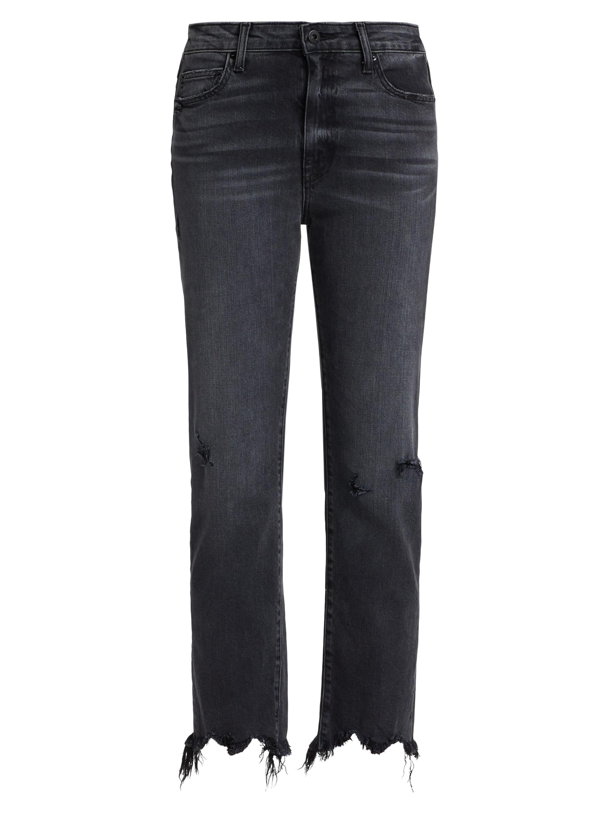 Jonathan Simkhai Standard Women's River High-Rise Distressed Stretch Straight-Leg Jeans - Vintage Noir