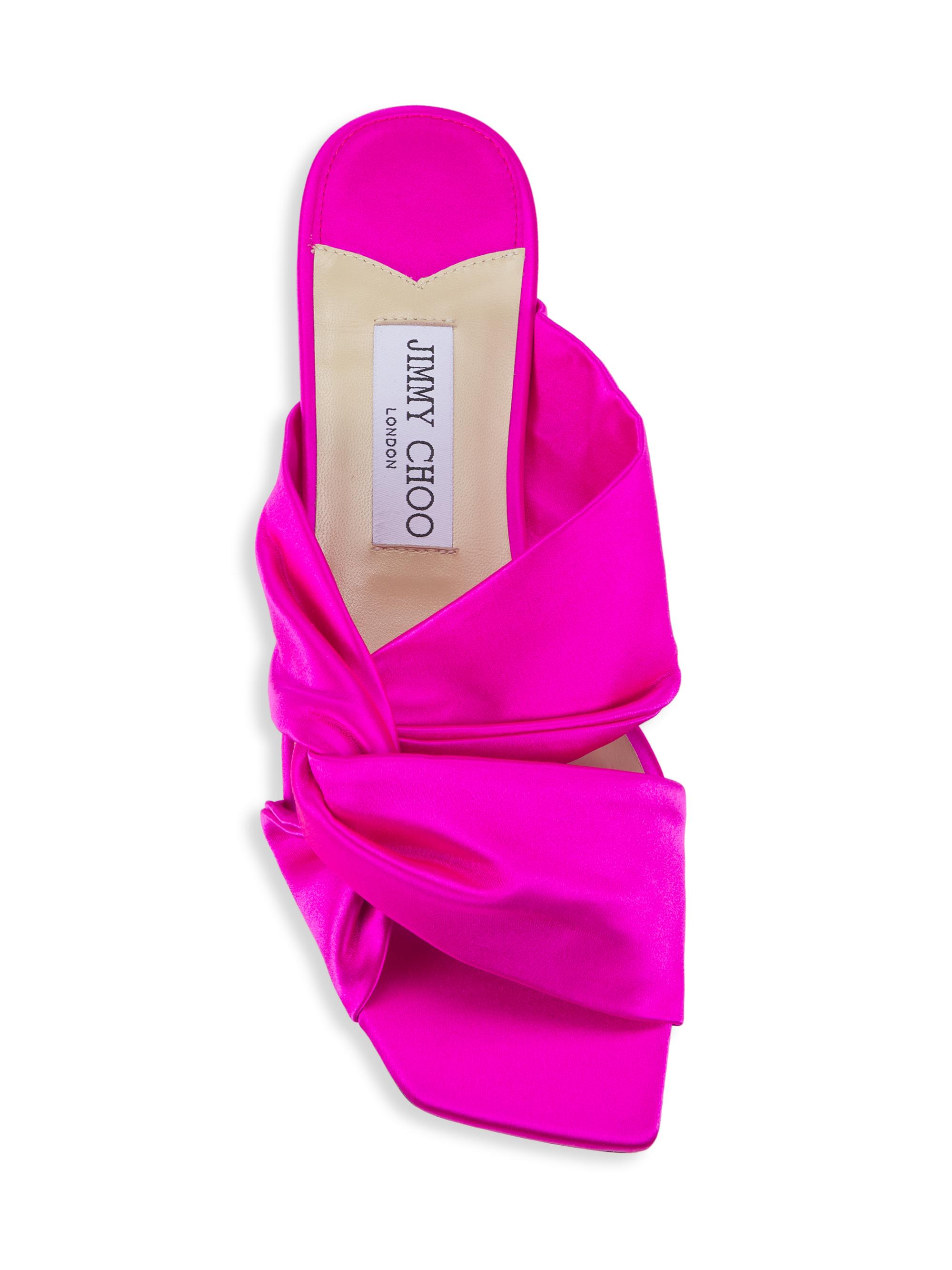 新品✨JIMMY CHOO　BERTELLE FLAT　レザー　リボン　ピンク Rose Mix クリスタルポインテッド トゥ パンプス | AVRIL | 2019年