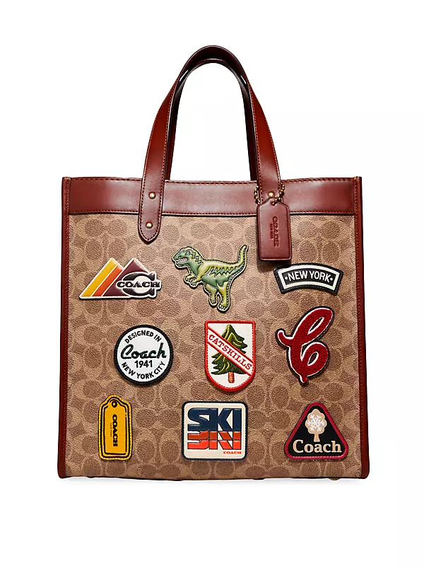 Coach+Signature+Candy+Print+City+Tote+Bag%2C+Large+-+Khaki for sale online