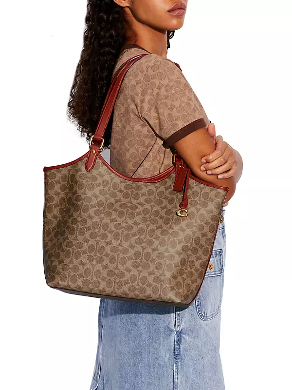 Coach Coated Canvas Signature Cary Shoulder Bag: Handbags