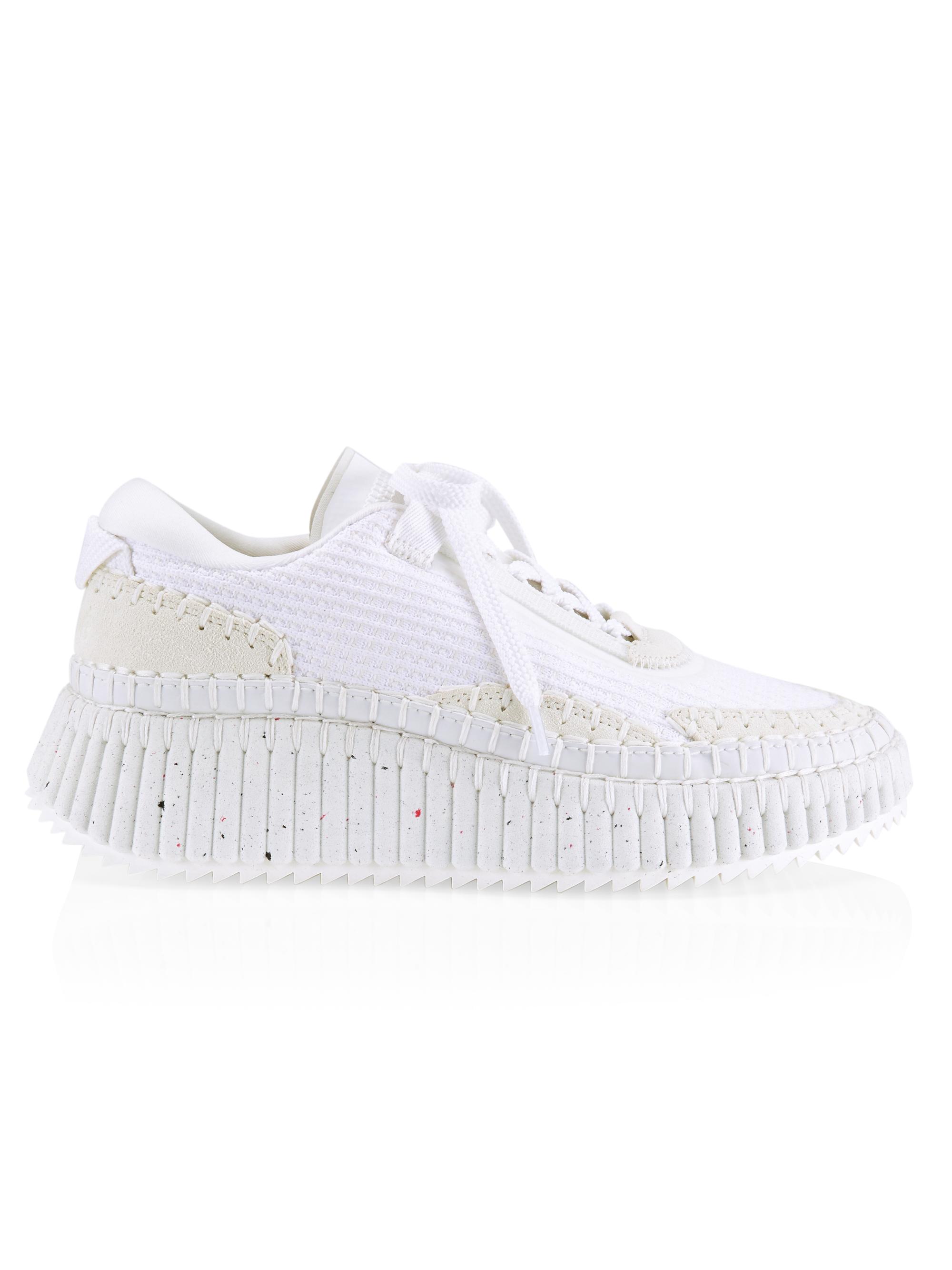 Chloé Women's Nama Mixed Media Platform Sneakers - White | Thumbnail 7