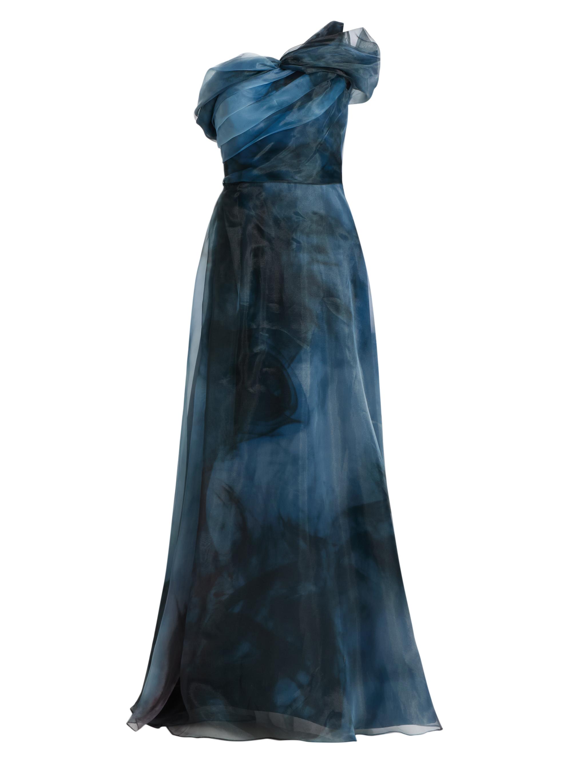 Rene Ruiz Collection Women's Twisted Off-The-Shoulder Organza Gown - Blue