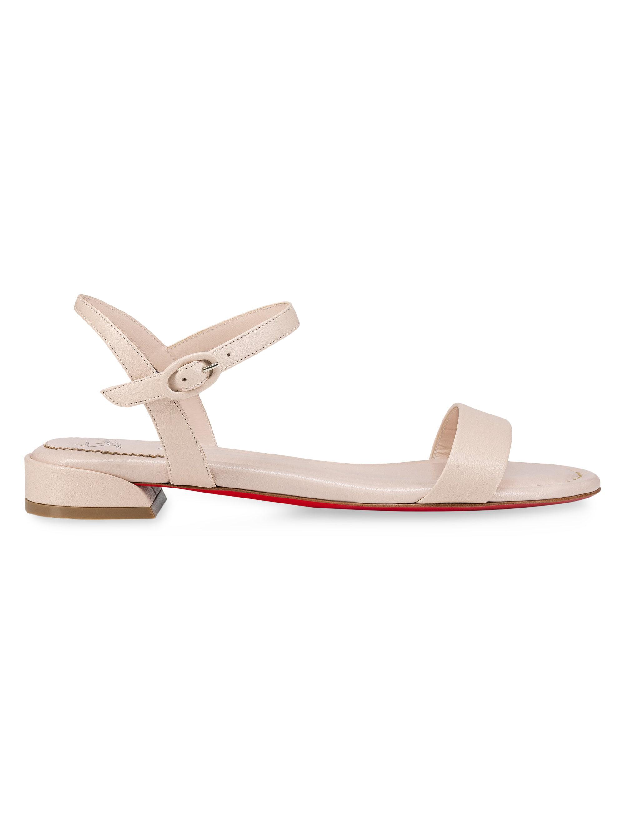 Christian Louboutin Women's Sweet Jane Nappa Leather Flat Sandals - Leche